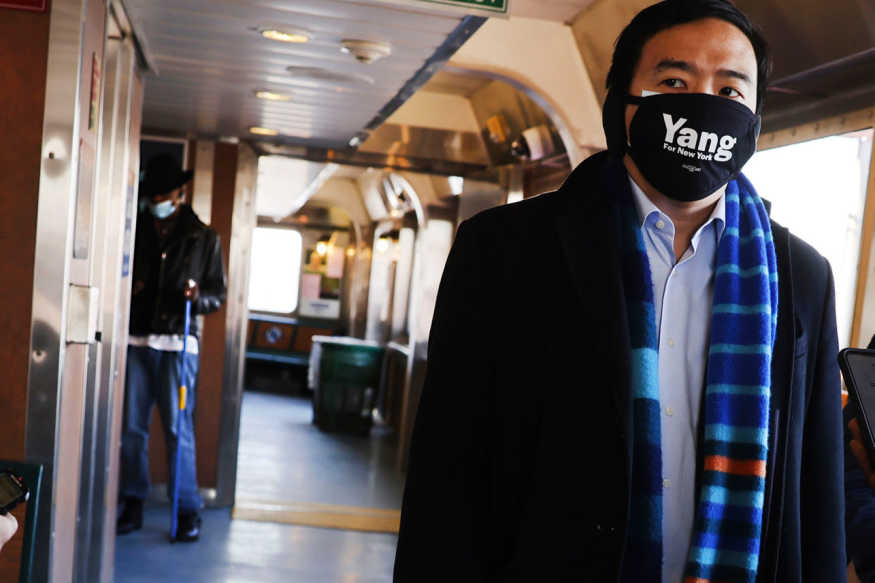 Andrew Yang on the Staten Island Ferry. Courtesy of Yang For New York.