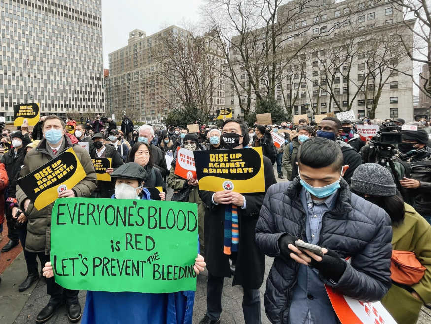 Andrew Yang at AAF's "Rise Up Against Asian Hate" rally. Courtesy of Yang For New York.