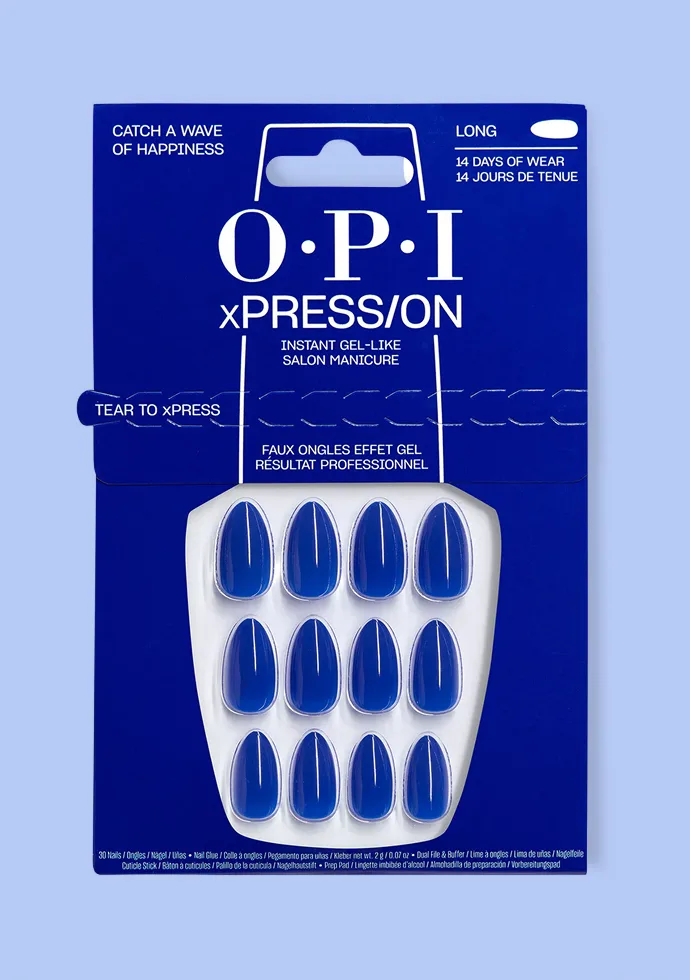 Bright Blue Nails: Catch a Wave of Happiness Dark Blue Long Almond Glue On Nails