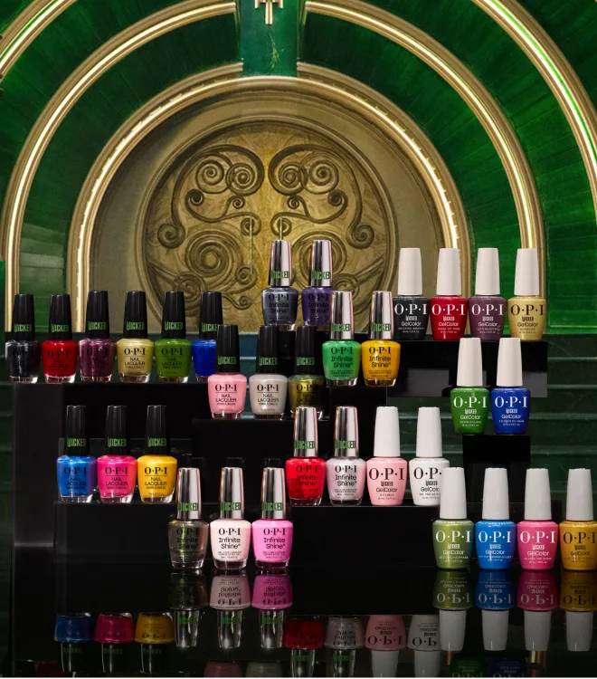 OPI nail polish bottle with a Wicked-inspired collection label