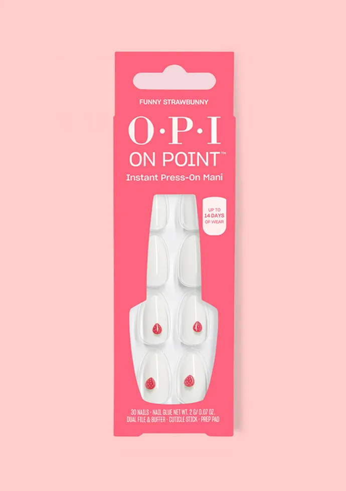 Fruit Nails: Funny Strawbunny White Strawberry Nails Glue On Nails