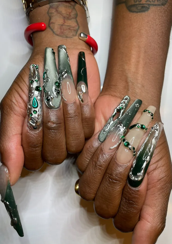 How did you create the stunning wicked nail art for Cynthia Erivo in the OPI x Wicked Holiday collection, and what was your creative process like?