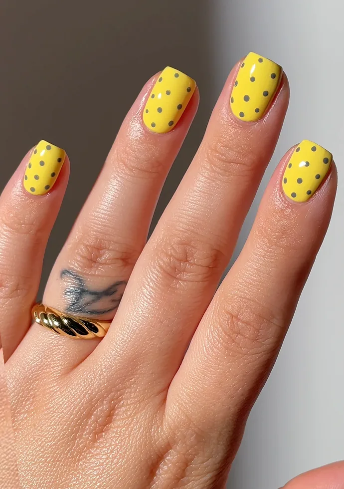 Yellow Polka Dot Nails