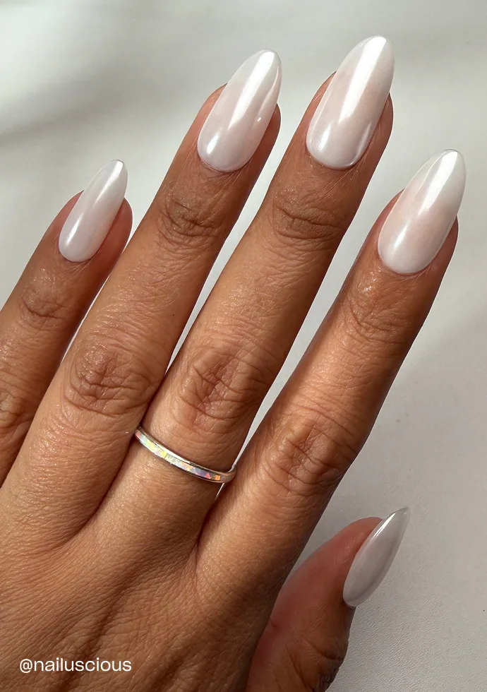 Shine down the aisle in “Funny Bunny” topped with “Tin Man Can Glaze” chrome powder