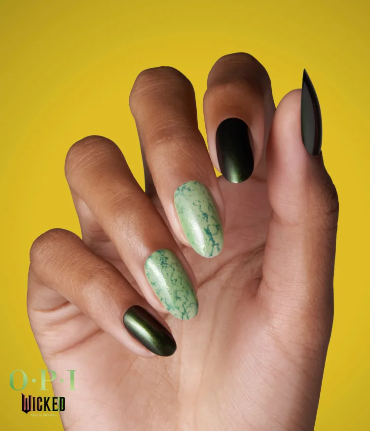 OPI x Wicked: Look at Her She's Wicked Nail Art Look