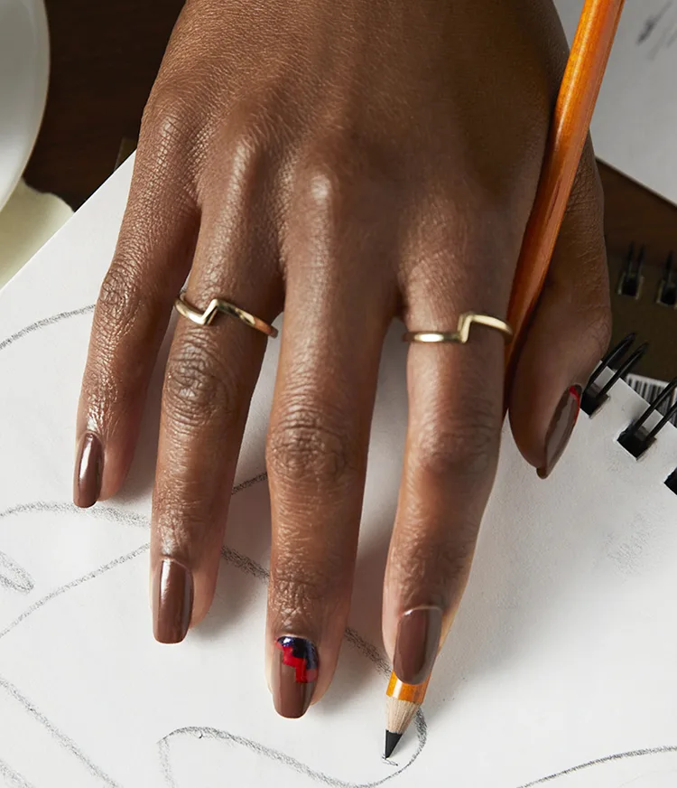 All the Right Angles Fall Color-Block Nail Art Look