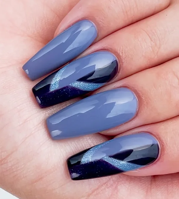 light blue and silver nail designs