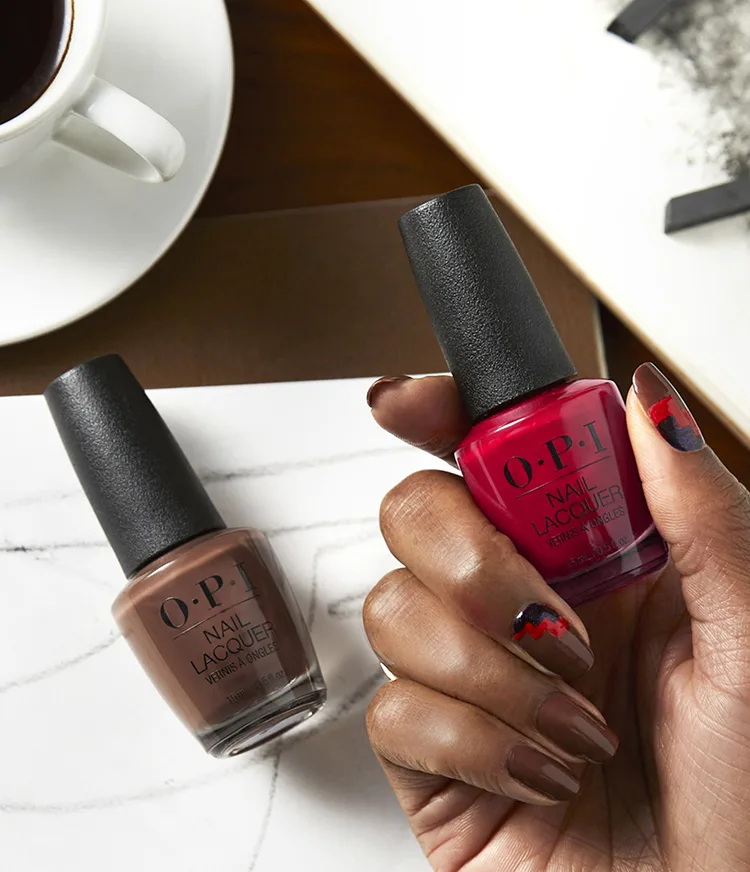 All the Right Angles Fall Color-Block Nail Art Look