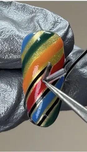 With gel, remove stencil before curing. With lacquer, remove while slightly wet With gel, remove stencil before curing. With lacquer, remove while slightly wet