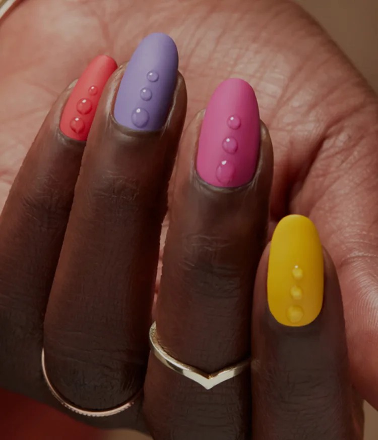 On the Dot Multi-Colored Matte Nail Art Look