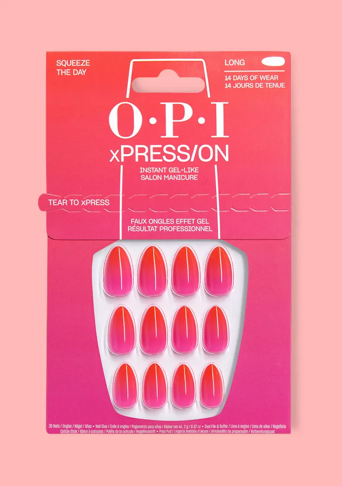 Sunset Nails and Ombré Nails: Squeeze the Day Hot Pink and Orange Press-on Nails