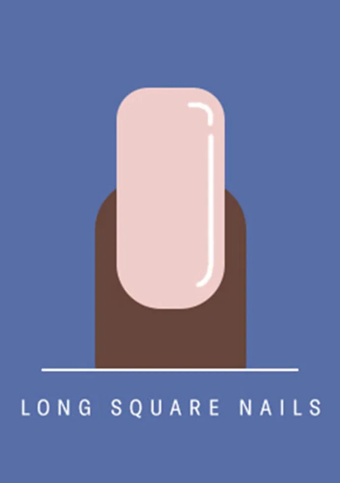 Best nail shape for your hands: Long Square Nails