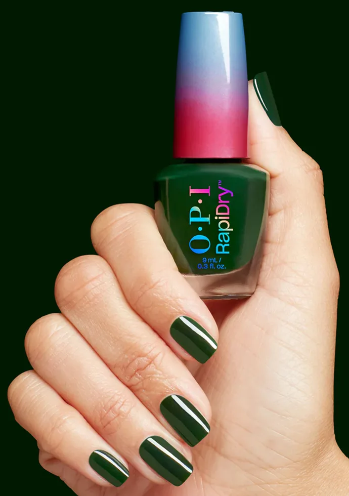 Fir Surely Fast: A dark green nail polish that dries faster than you can say "me fir-st!"