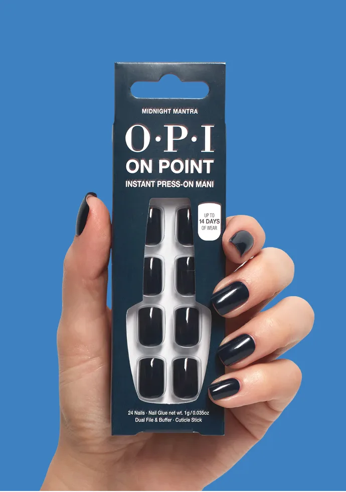 Navy Blue Nail Polish: Midnight Mantra Navy Blue Short Press-on Nails