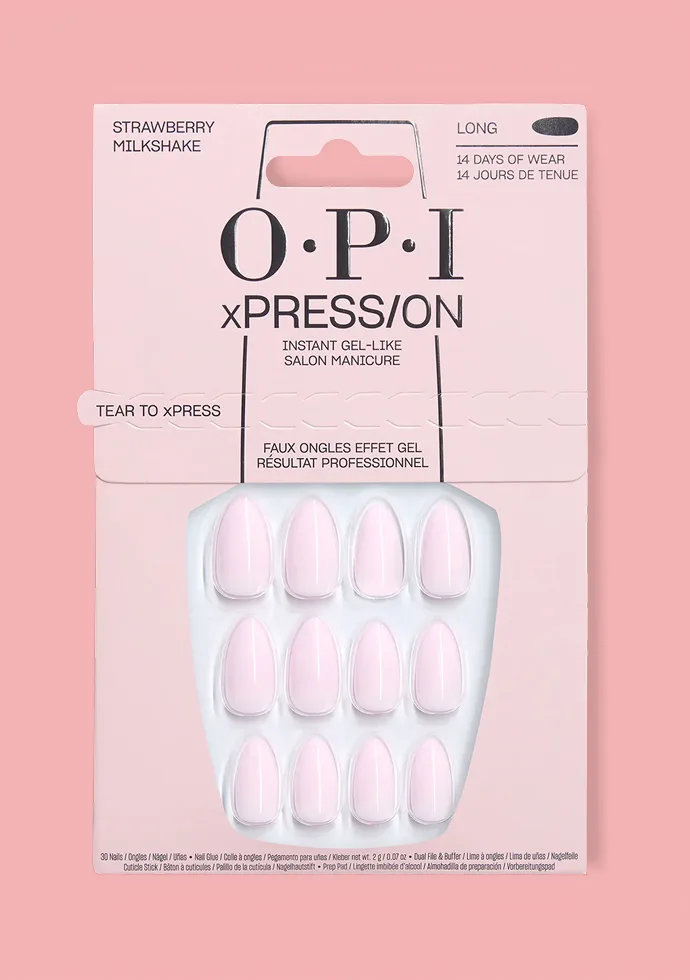 Pastel Nails: Strawberry Milkshake Strawberry Pink Milky Nails Glue On Nails