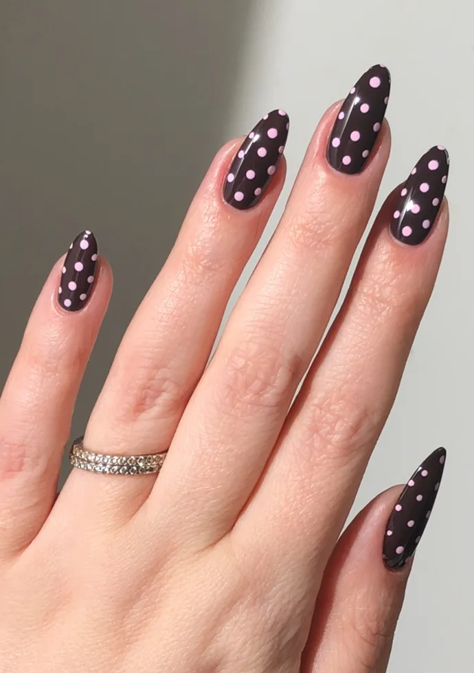 Brown Polka Dot Nails