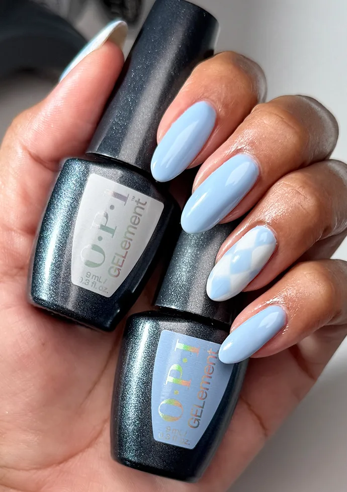 Easy Winter Blue Argyle Print Nail Art Easy Winter Blue Argyle Print Nail Art