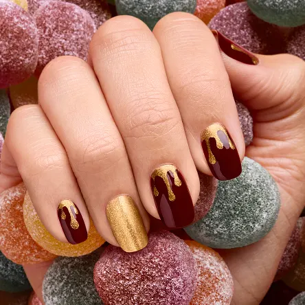 Goodie As Gold Coins Gold Drip Holiday Nail Art Look