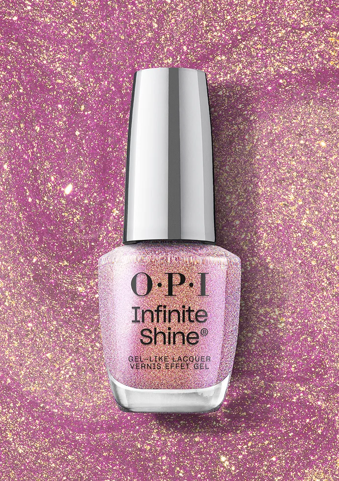 Pinkish Delight: A long-lasting soft pink nail polish with a holographic shift