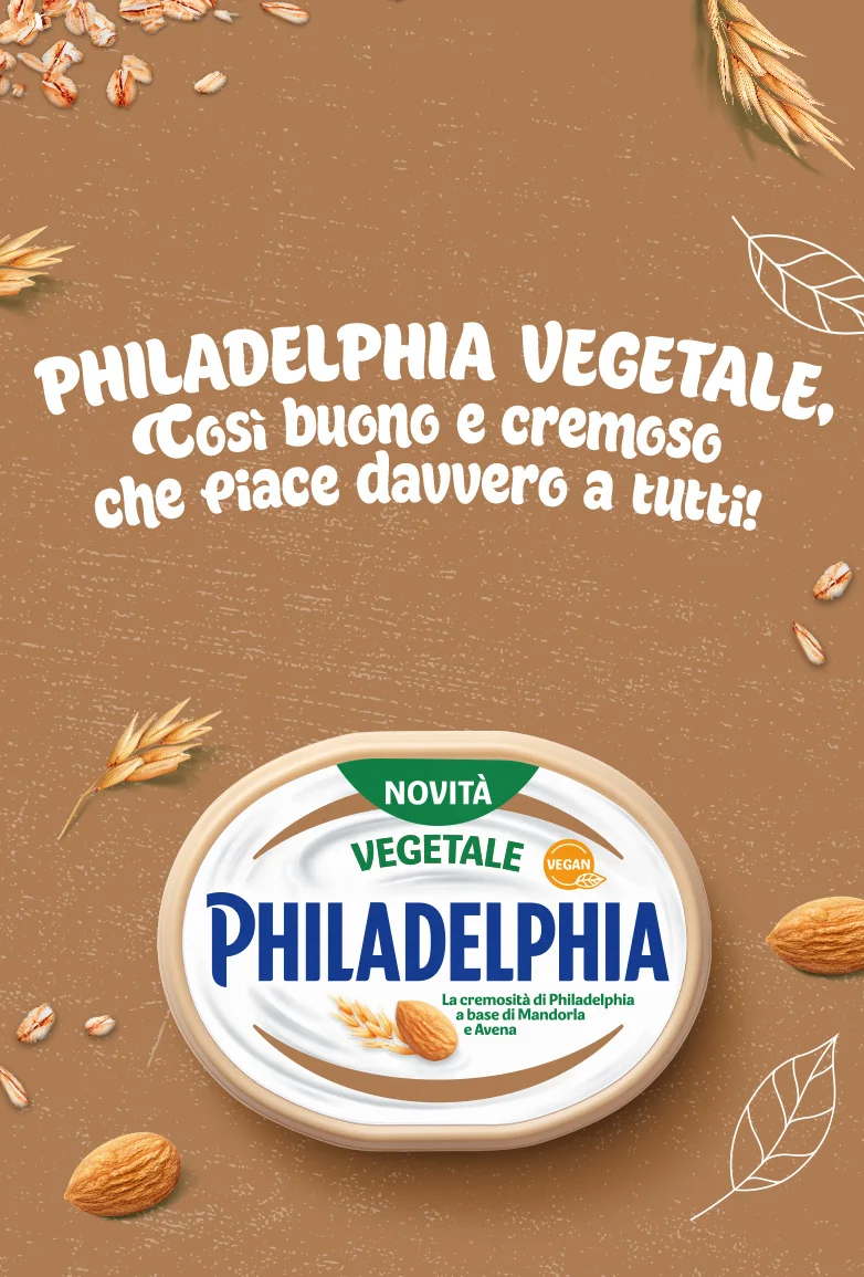 Il coperchio della nuova Philadelphia Vegetale, con mandorle e avena