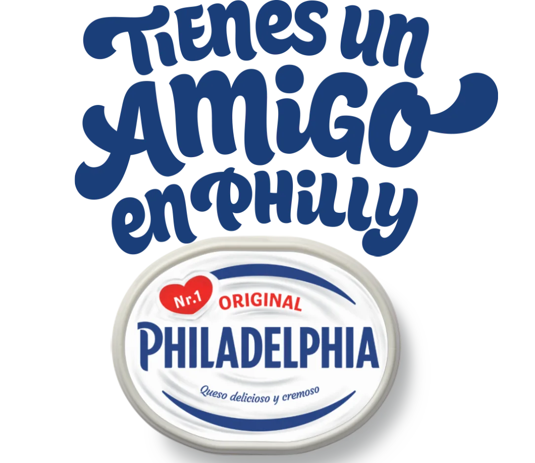 Tienes un amigo en Philly escrito encima de una tostada con queso crema