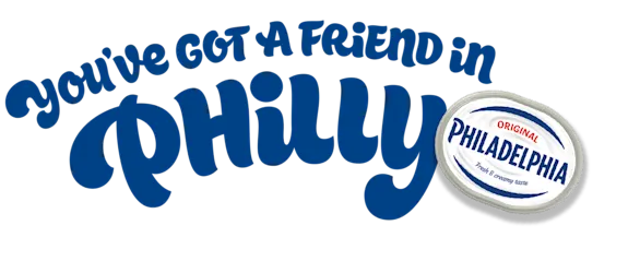 Du har en venn i Philly, skrevet på ristet brød med kremost