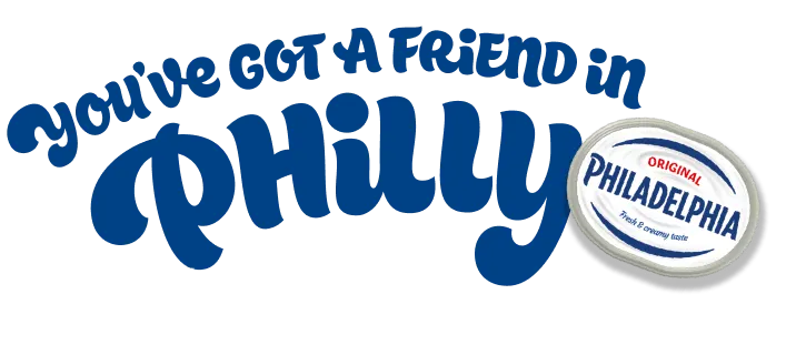 You've got a friend in Philly written on top of toast with cream cheese