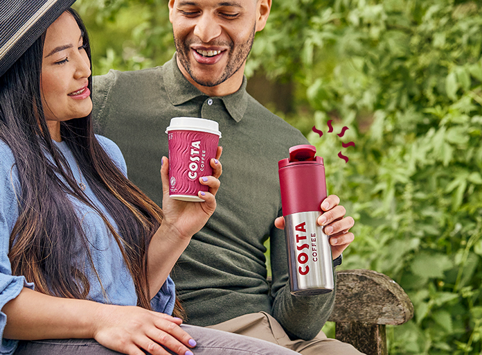 Costa Coffee paper and reusable cups