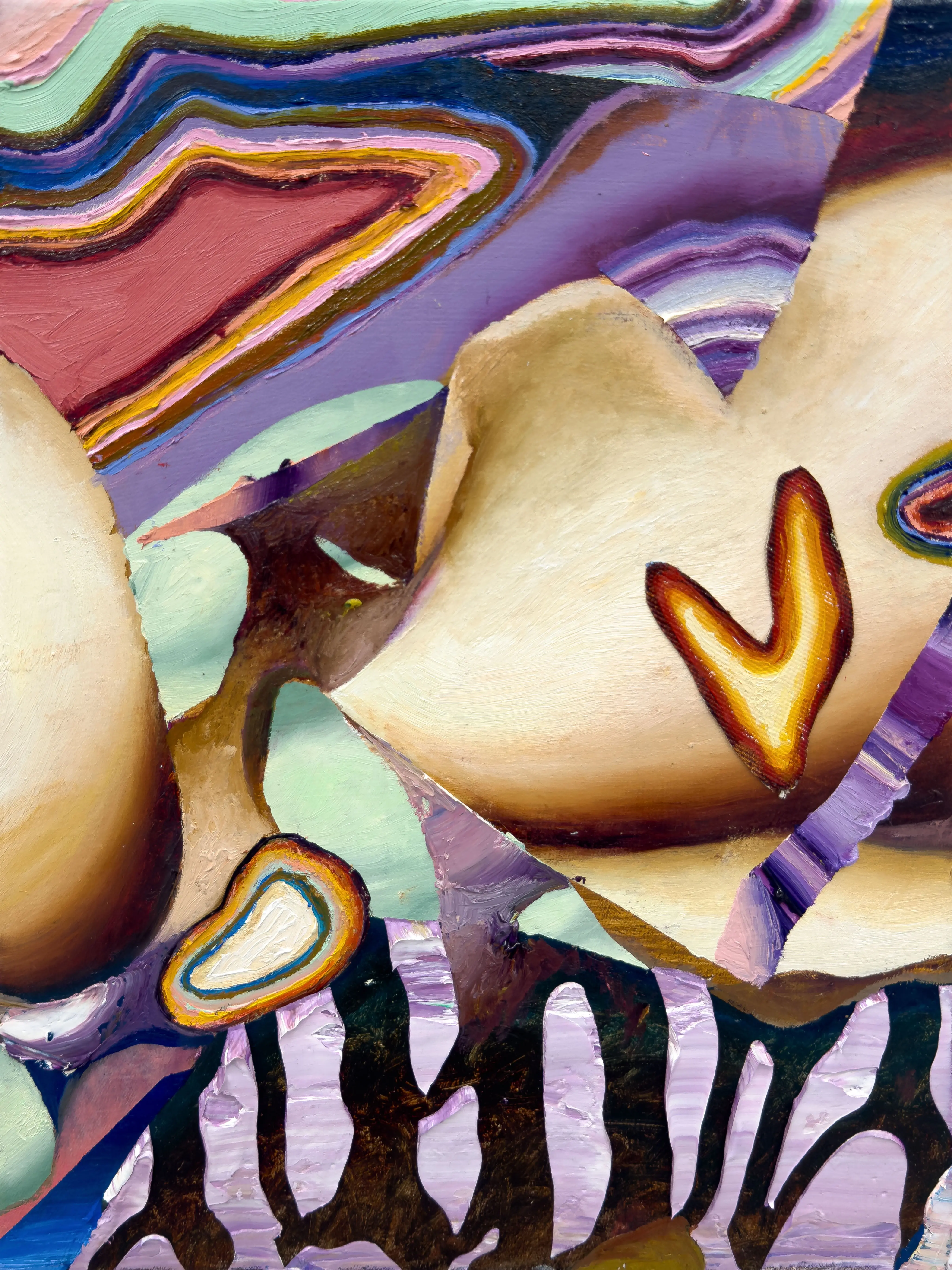 Hier sehen wir das Kunstwerk "Ohne Titel" in der Technik "Öl & Mischtechnik auf Leinwand" aus dem Jahr 2026 des Hamburger Künstlers "Jakob Scheidt", vertreten durch die zeitgenössische Hamburger Kunstgalerie "Galerie von Wegen" mit Sitz im Levantehaus in den Mönckebergstraße 7. 