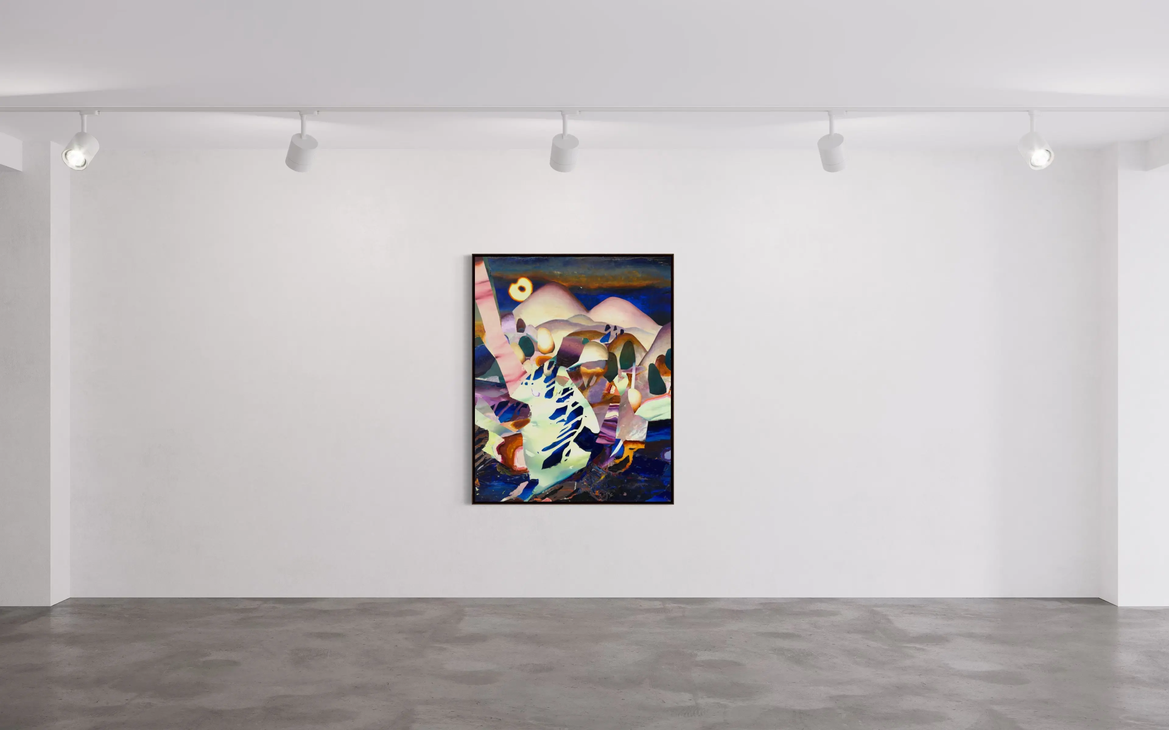 Hier sehen wir das Kunstwerk "Ohne Titel" in der Technik "Öl & Mischtechnik auf Leinwand" aus dem Jahr 2025-2026 des Hamburger Künstlers "Jakob Scheidt", vertreten durch die zeitgenössische Hamburger Kunstgalerie "Galerie von Wegen" mit Sitz im Levantehaus in den Mönckebergstraße 7. 