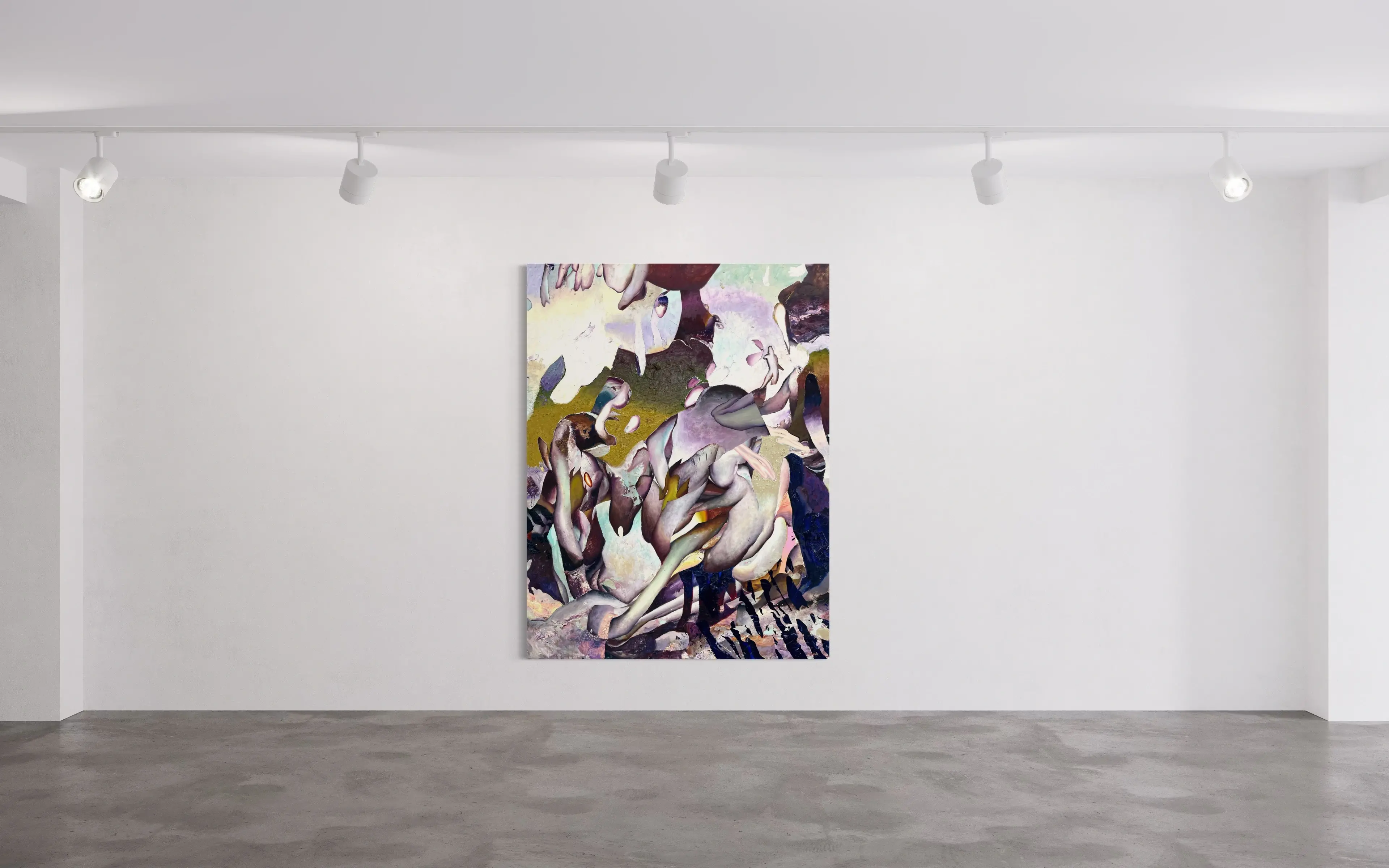 Hier sieht man das Werk "Ohne Titel" aus dem Jahr 2025 als Raumansicht des Hamburger Künstlers "Jakob Scheidt", vertreten durch die zeitgenössische Hamburger Kunstgalerie "Galerie von Wegen", mit Sitz im Levantehaus in der Mönckebergstraße 7, in 20095 Hamburg.