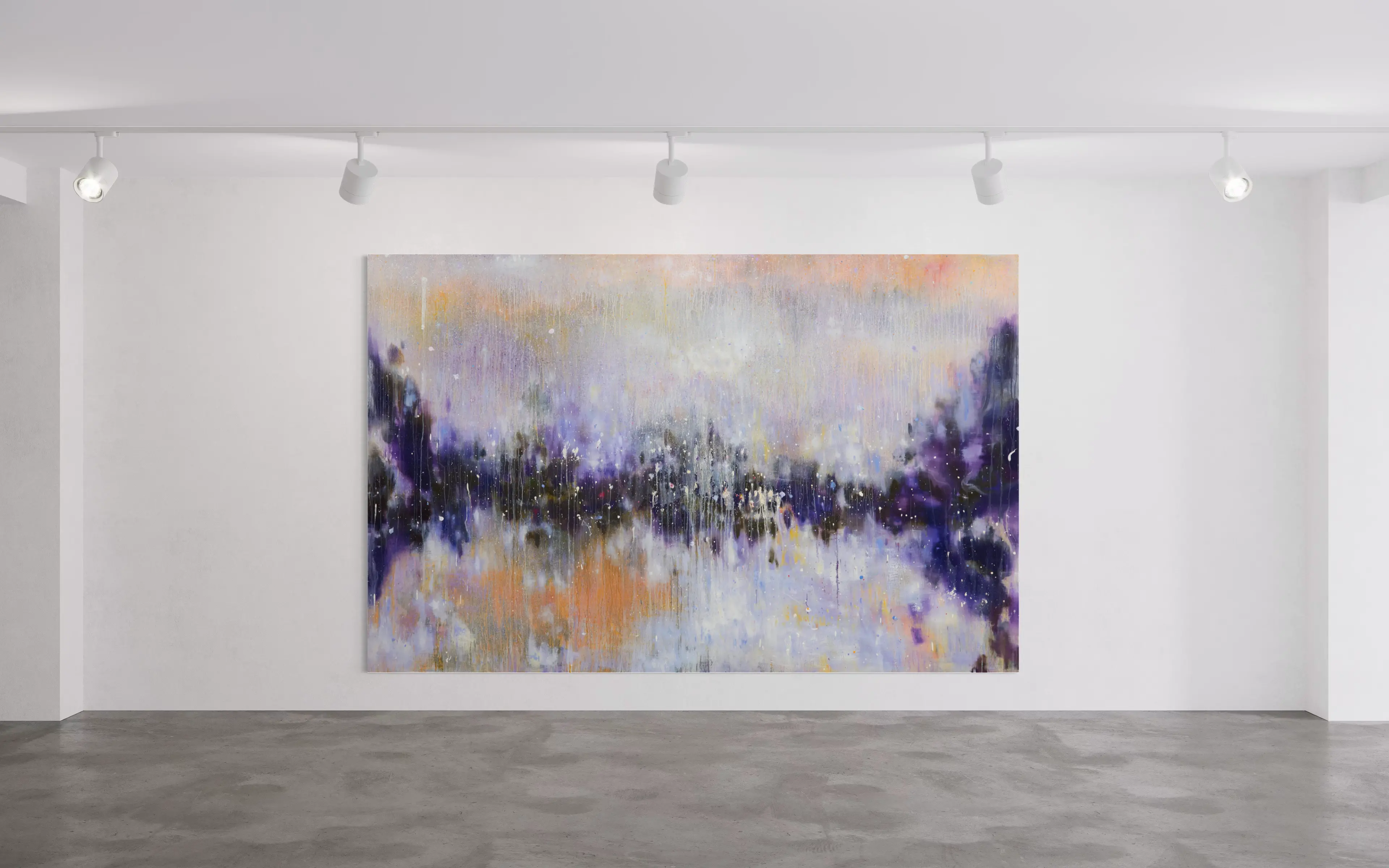 Hier sieht man das Werk "Nijiumi" als Raumansicht aus dem Jahr 2023 des Berliner Künstlers und Malers "KATSUHIKO MATSUBARA", vertreten durch die zeitgenössische Hamburger Kunstgalerie "Galerie von Wegen" mit Sitz im Levantehaus, in der Mönckebergstraße 7 in 20095 Hamburg.