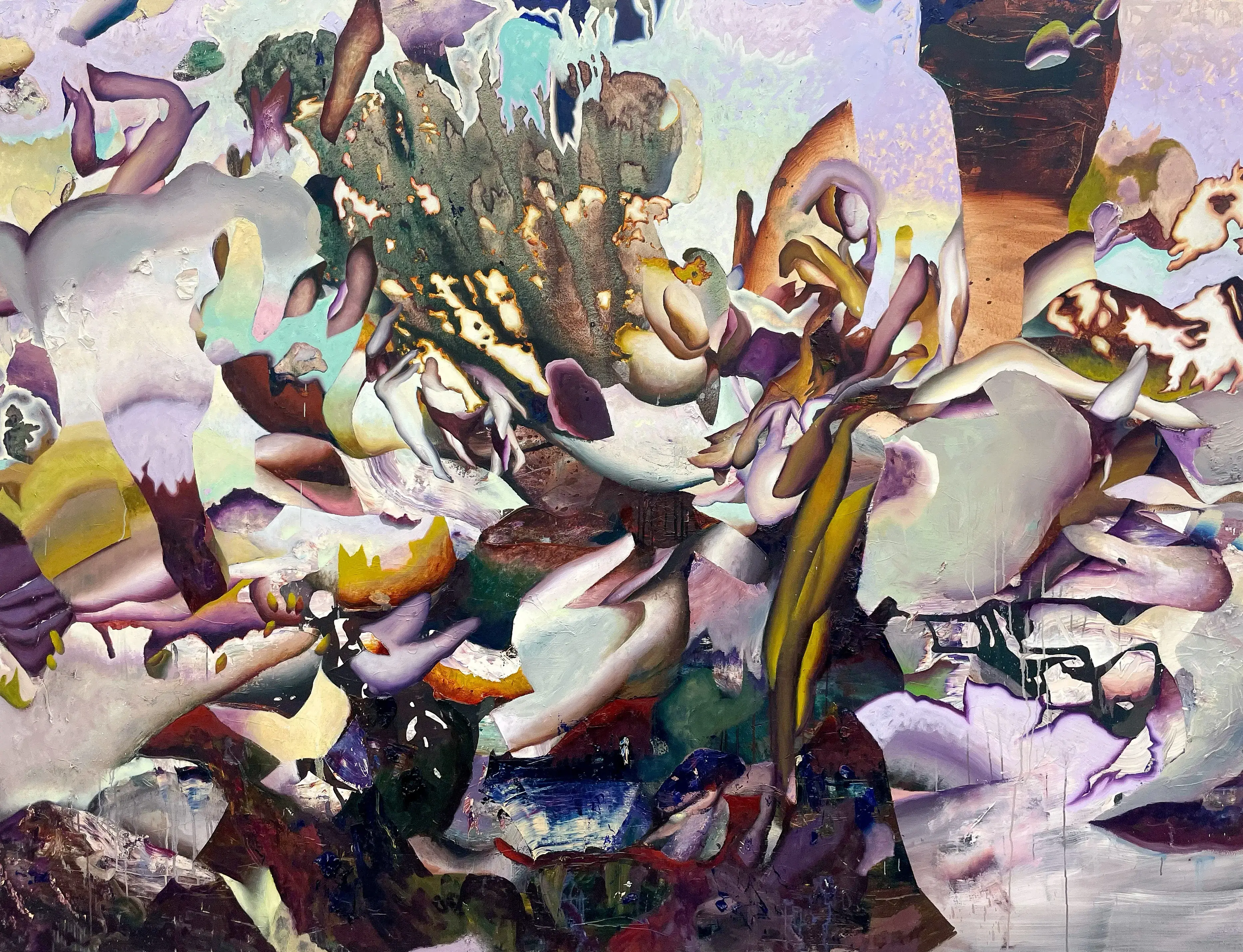Hier sieht man das Werk "Ohne Titel" aus dem Jahr 2025 des Hamburger Künstlers "Jakob Scheidt", vertreten durch die zeitgenössische Hamburger Kunstgalerie "Galerie von Wegen", mit Sitz im Levantehaus in der Mönckebergstraße 7, in 20095 Hamburg.