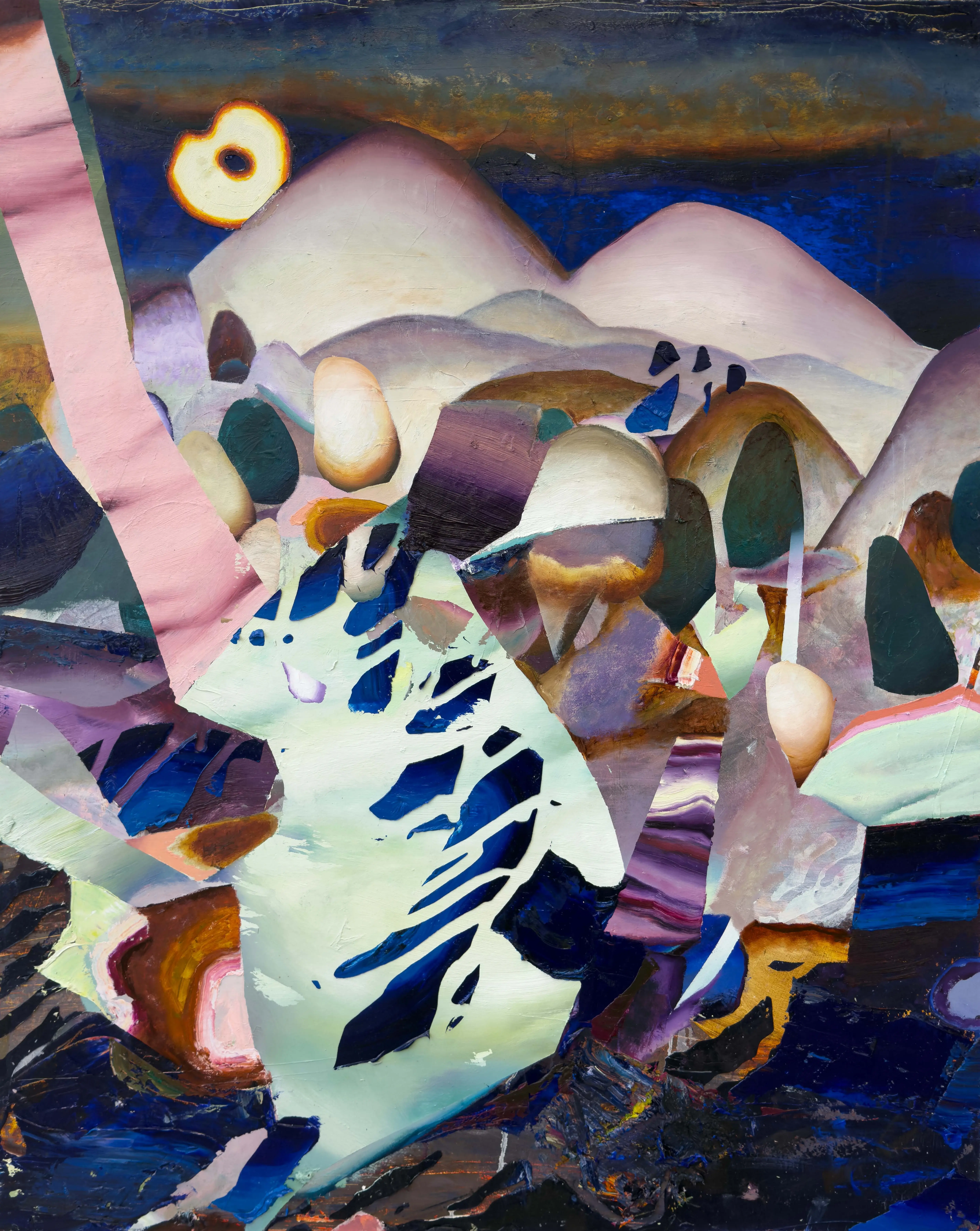 Hier sehen wir das Kunstwerk "Ohne Titel" in der Technik "Öl & Mischtechnik auf Leinwand" aus dem Jahr 2025-2026 des Hamburger Künstlers "Jakob Scheidt", vertreten durch die zeitgenössische Hamburger Kunstgalerie "Galerie von Wegen" mit Sitz im Levantehaus in den Mönckebergstraße 7. 
