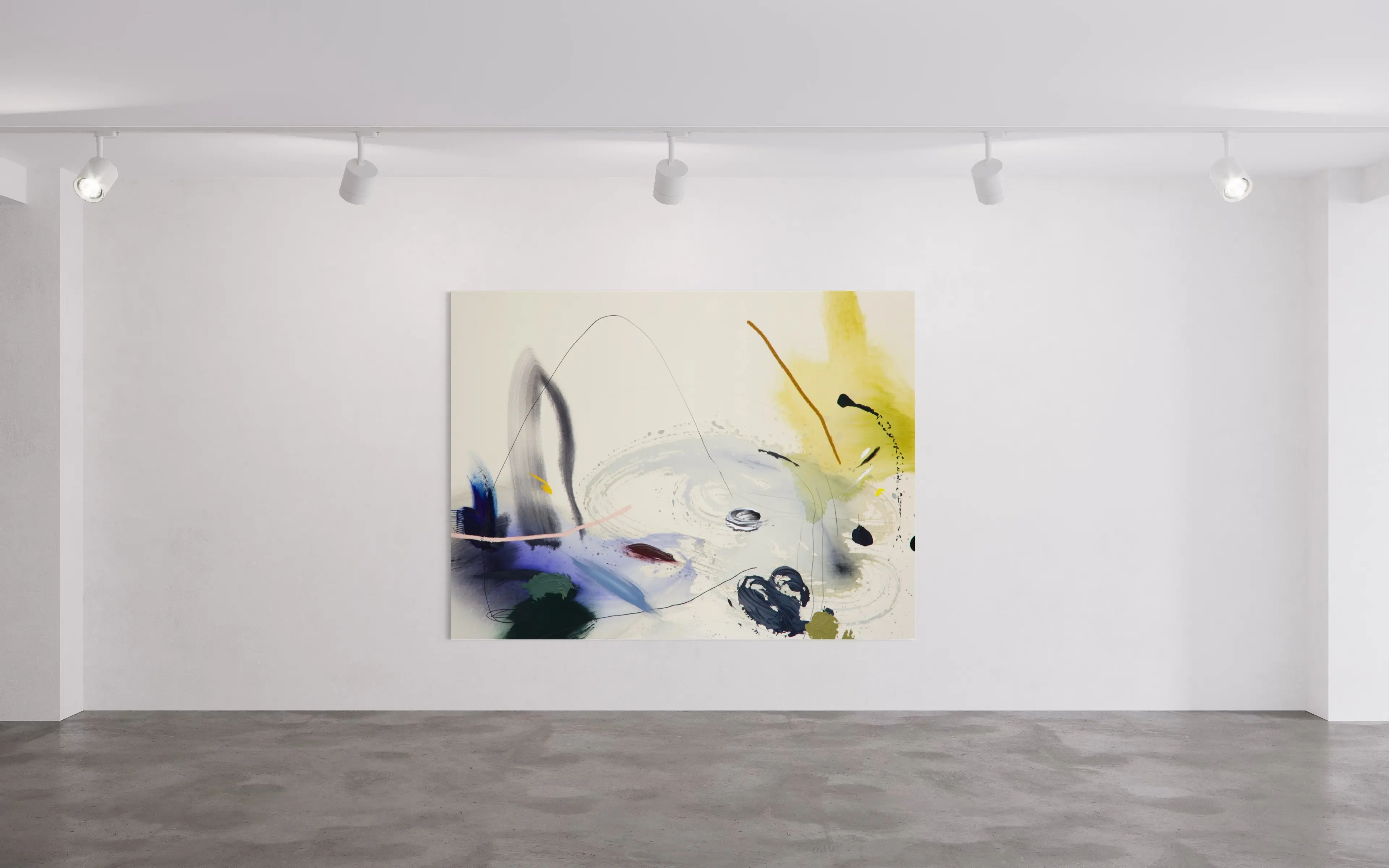 Hier sehen wir das Kunstwerk "They Came to Play" in der Technik " Acryl auf Leinwand" aus dem Jahr 2026 der Berliner Künstlerin "Helen Hu", vertreten durch die zeitgenössische Hamburger Kunstgalerie "Galerie von Wegen" mit Sitz im Levantehaus in den Mönckebergstraße 7. 