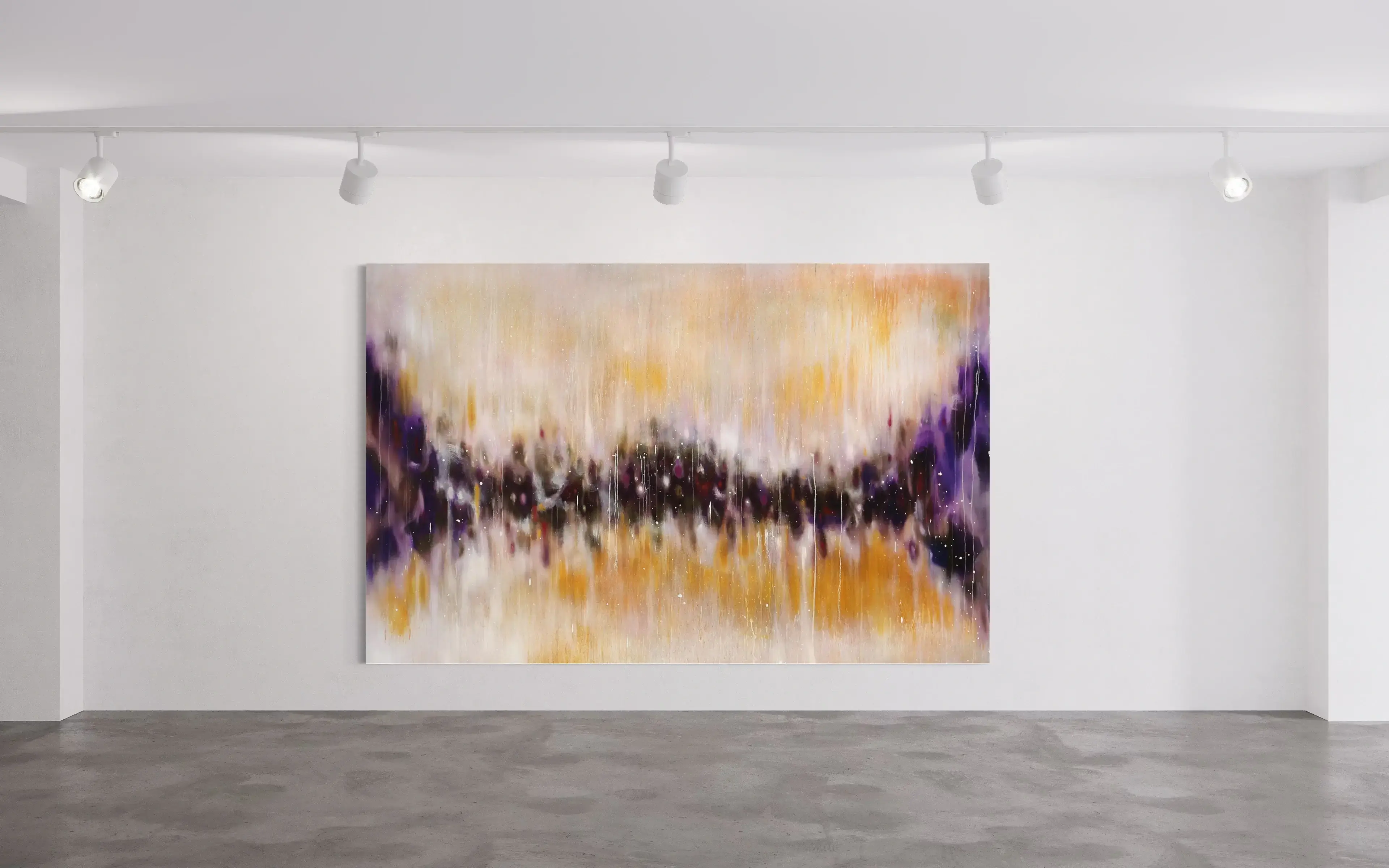 Hier sieht man das Werk "In a peace" des Berliner Künstlers und Maler "KATSUHIKO MATSUBARA", vertreten durch die zeitgenössische Hamburger Kunstgalerie "Galerie von Wegen" mit Sitz im Levantehaus, in der Mönckebergstraße 7 in 20095 Hamburg.