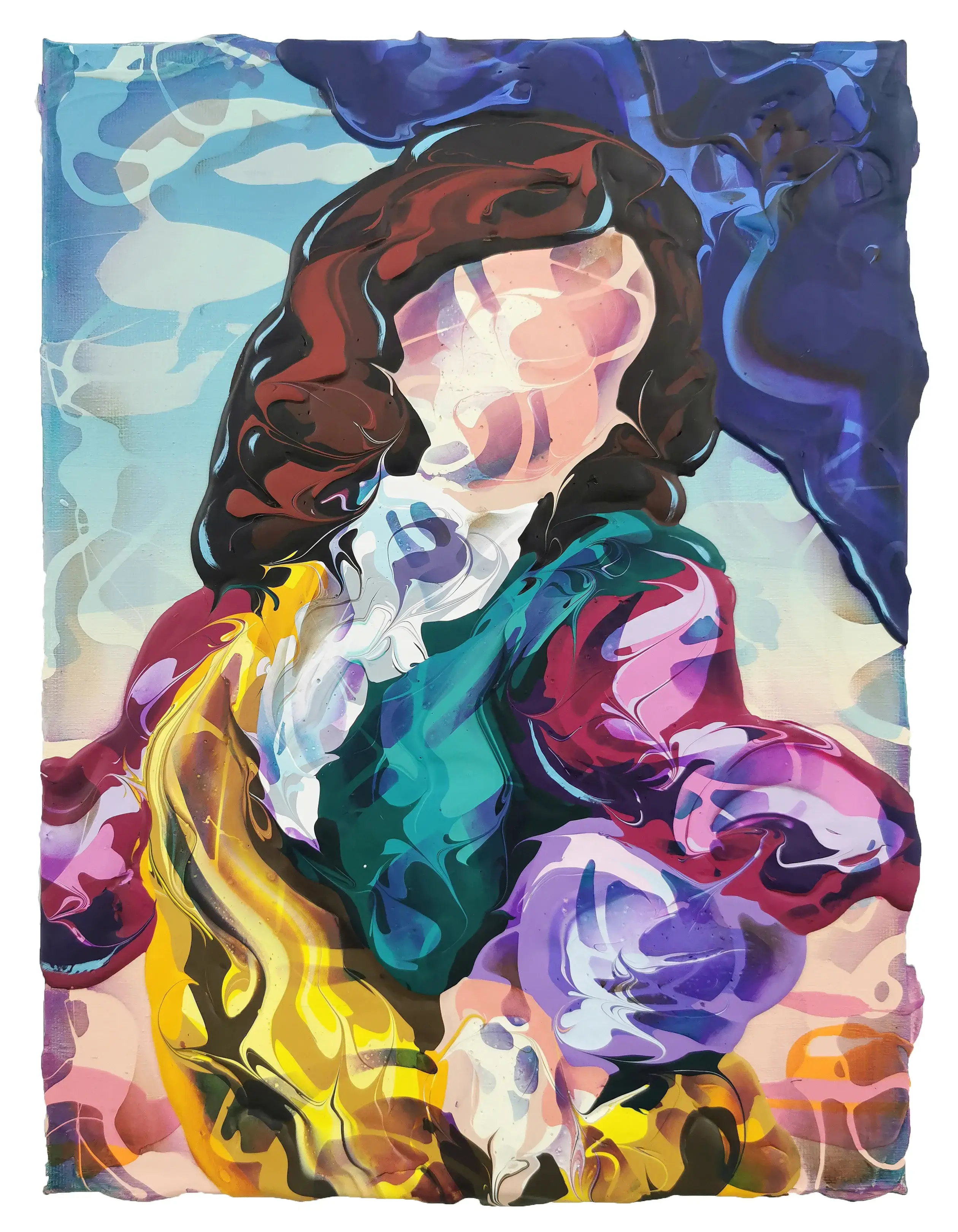 Hier sieht man das Werk "Purple confidence" aus dem Jahr 2022 als Raumansicht des Berliner Künstlers Lennart Grau, vertreten durch die zeitgenössische Hamburger Kunstgalerie "Galerie von Wegen".