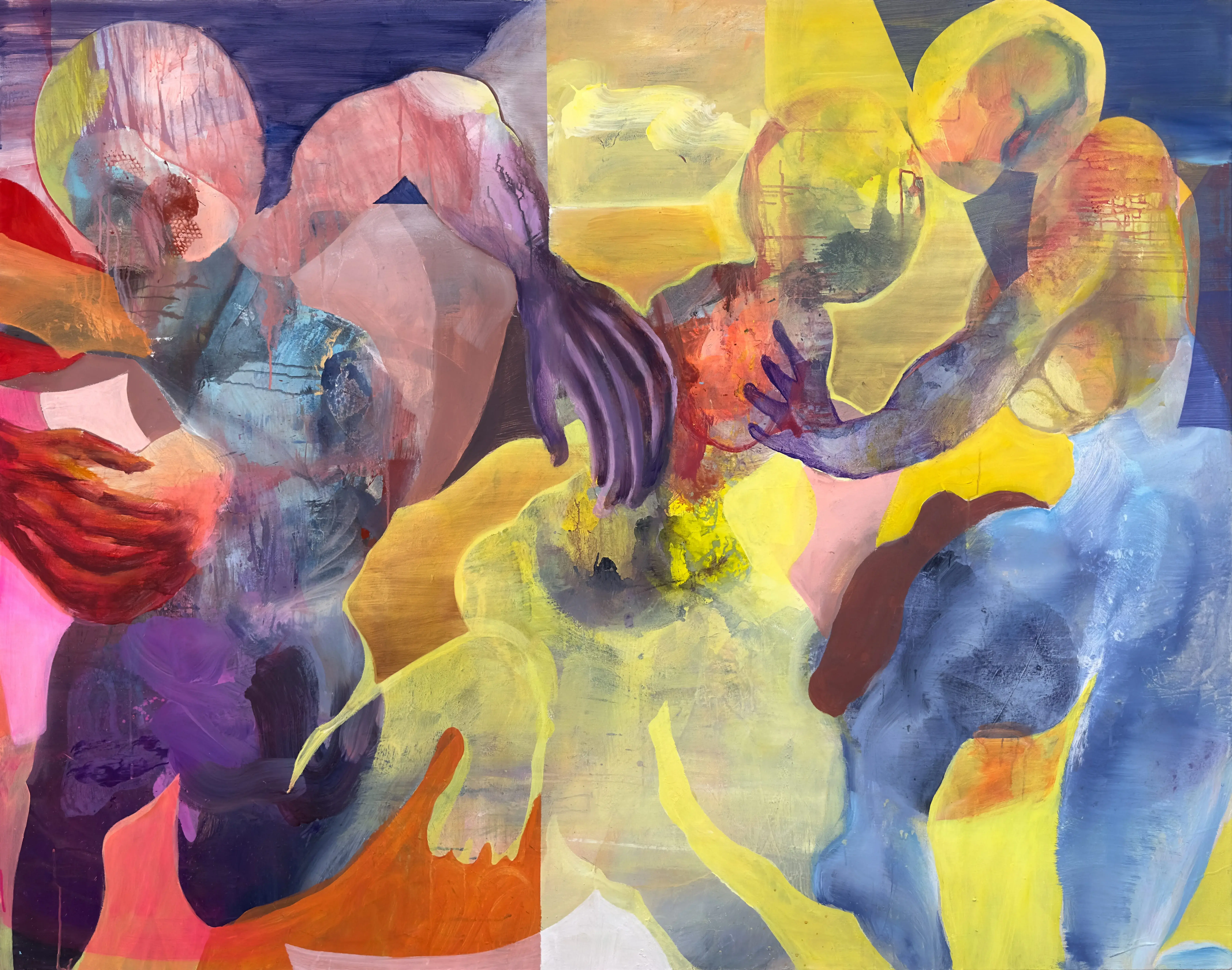 Hier sieht man das Werk "Mayham" aus dem Jahr 2025 des Leipziger Künstlers Jakob Schöning, vertreten durch die zeitgenössische Hamburger Kunstgalerie "Galerie von Wegen" mit Sitz im Levantehaus, in der Mönckebergstraße 7 in 20095 Hamburg.