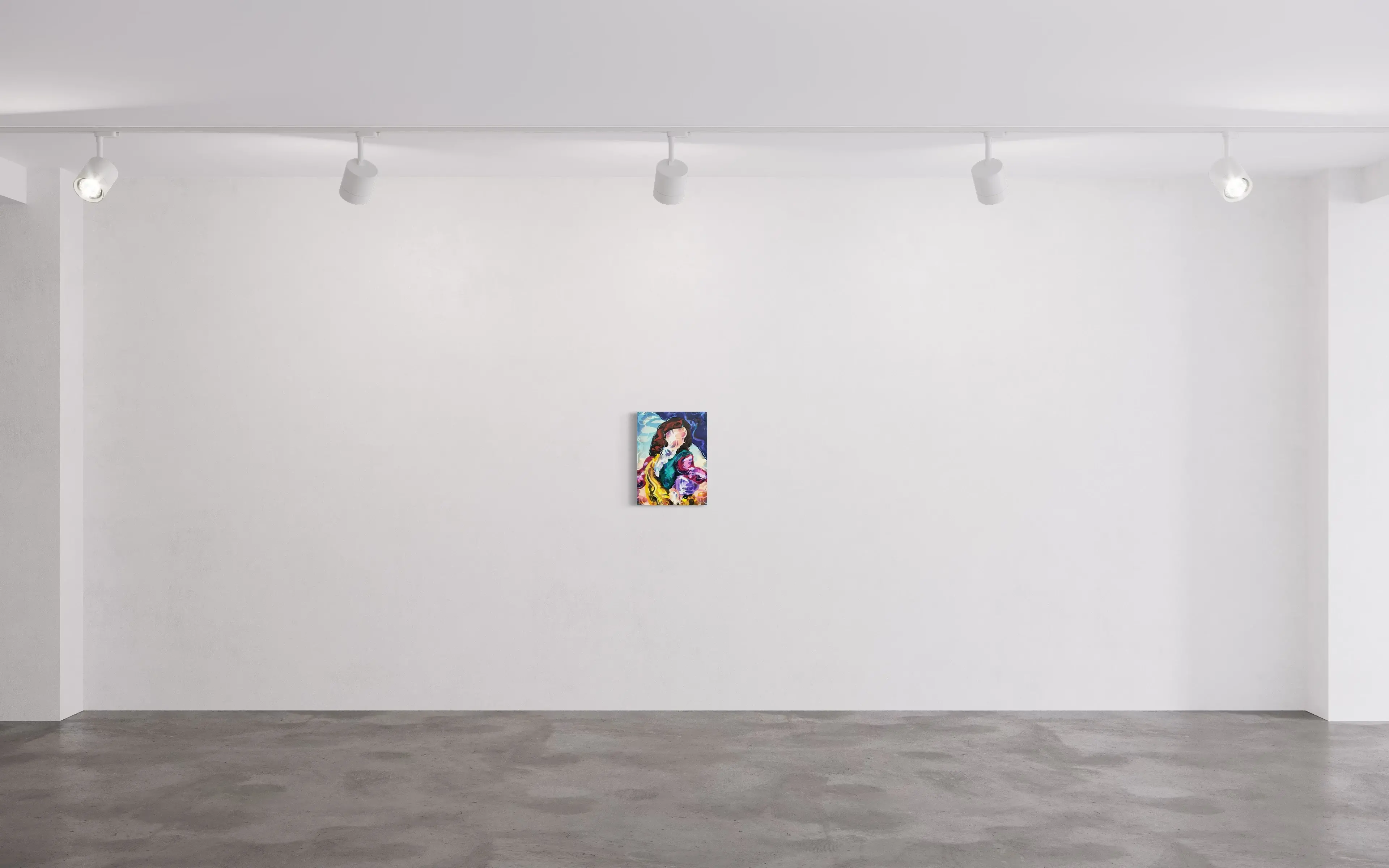 Hier sieht man das Werk "Purple confidence" als Raumansicht aus dem Jahr 2022 als Raumansicht des Berliner Künstlers Lennart Grau, vertreten durch die zeitgenössische Hamburger Kunstgalerie "Galerie von Wegen".