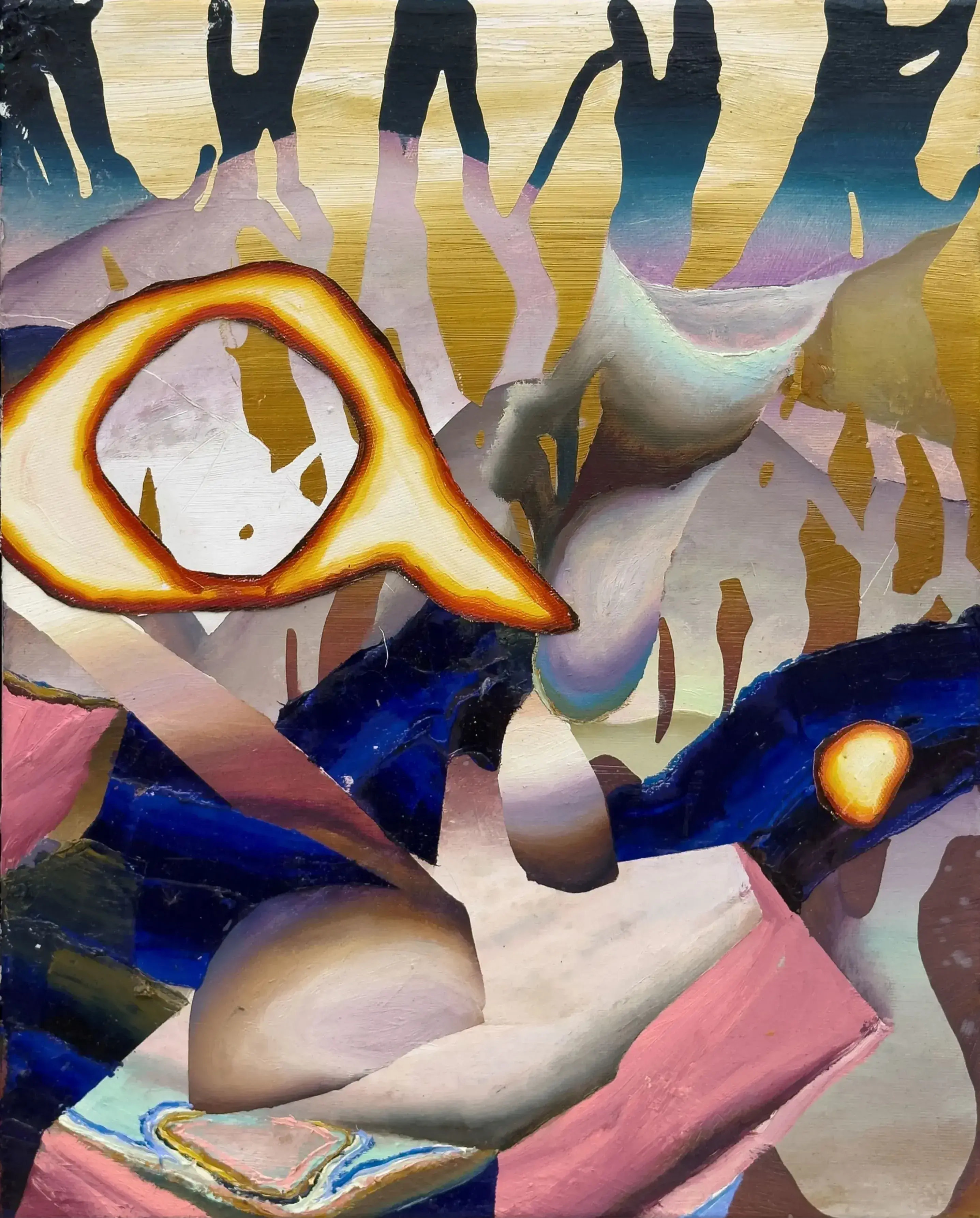 Hier sehen wir das Kunstwerk "Crush XIV" in der Technik "Öl & Mischtechnik auf Leinwand" aus dem Jahr 2026 des Hamburger Künstlers "Jakob Scheidt", vertreten durch die zeitgenössische Hamburger Kunstgalerie "Galerie von Wegen" mit Sitz im Levantehaus in den Mönckebergstraße 7. 