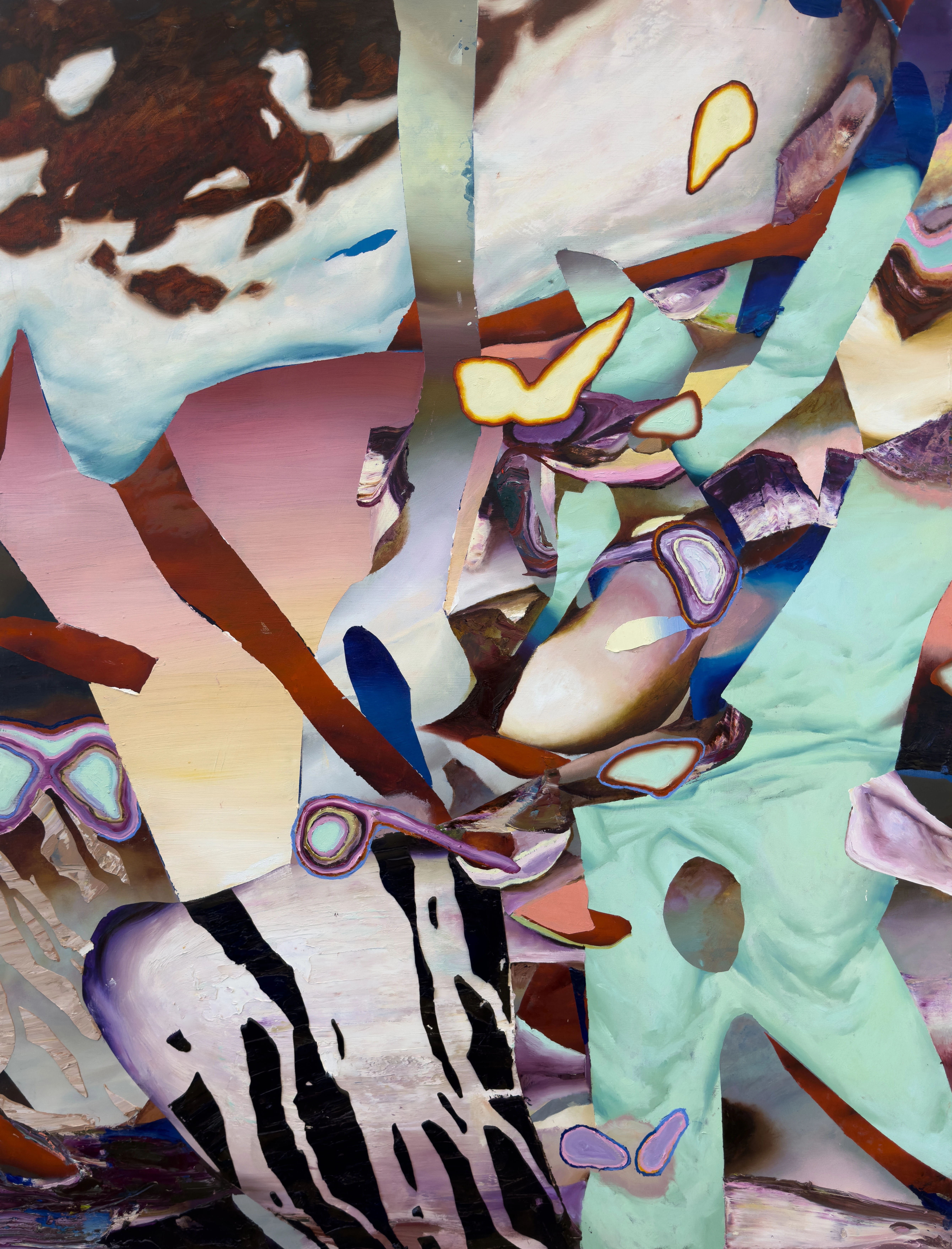 Hier sehen wir das Kunstwerk "Some Assembly Required II" in der Technik "Öl & Mischtechnik auf Leinwand" aus dem Jahr 2026 des Hamburger Künstlers "Jakob Scheidt", vertreten durch die zeitgenössische Hamburger Kunstgalerie "Galerie von Wegen" mit Sitz im Levantehaus in den Mönckebergstraße 7. 