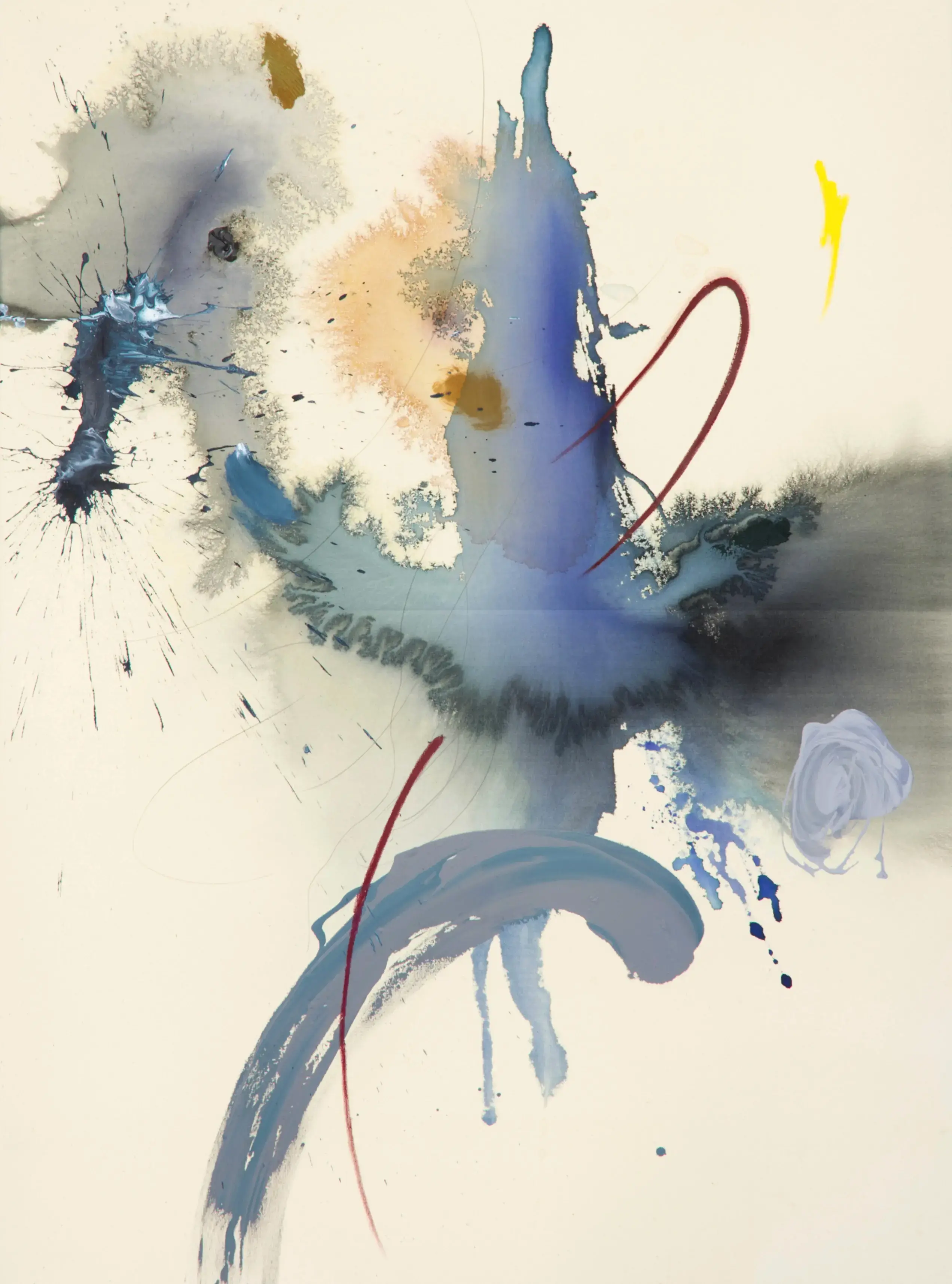 Hier sehen wir das Kunstwerk "Discussions With a Revolving Door" in der Technik " Acryl auf Leinwand" aus dem Jahr 2026 der Berliner Künstlerin "Helen Hu", vertreten durch die zeitgenössische Hamburger Kunstgalerie "Galerie von Wegen" mit Sitz im Levantehaus in den Mönckebergstraße 7. 