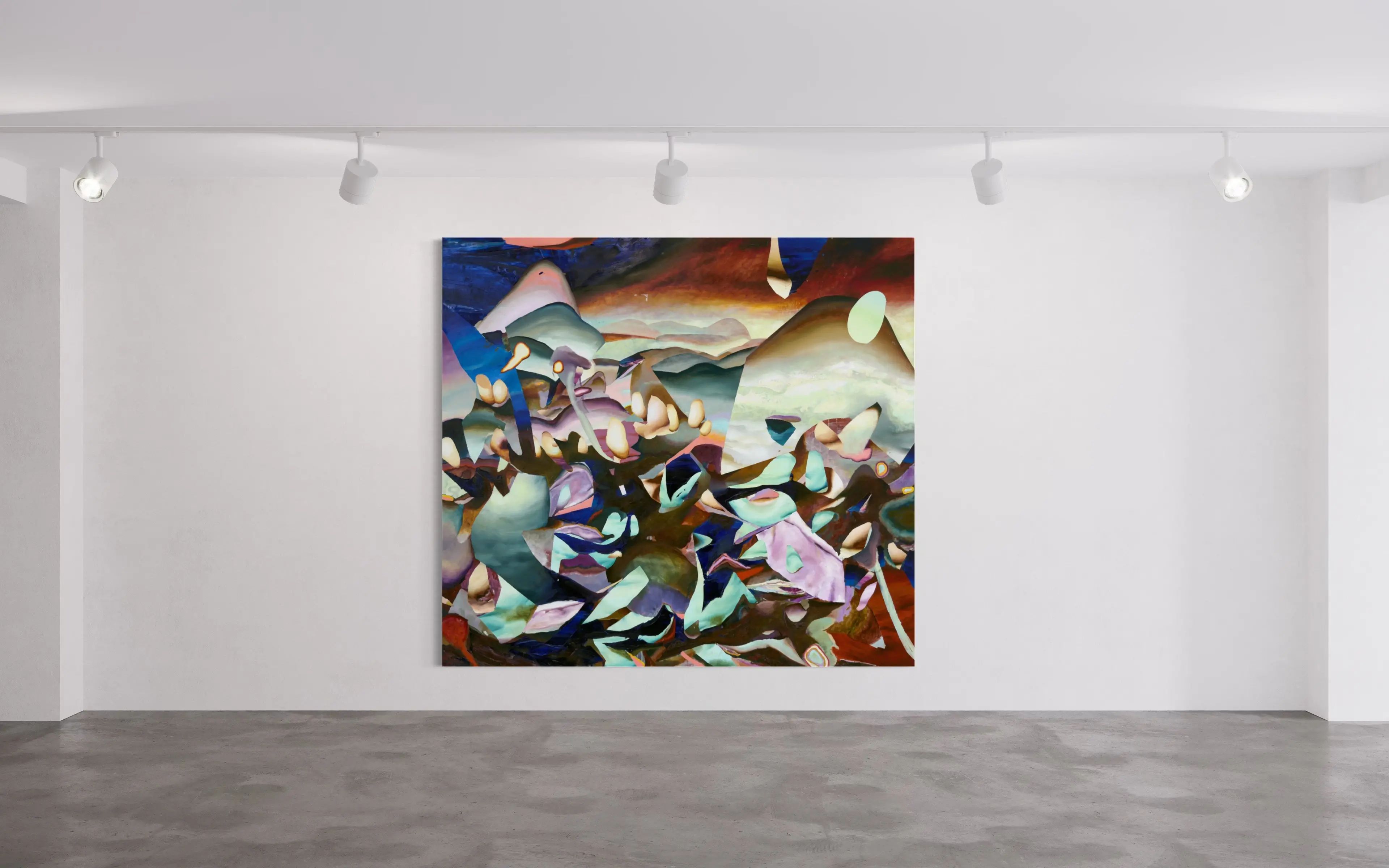Hier sehen wir das Kunstwerk "Undercurrent" in der Technik "Öl & Mischtechnik auf Leinwand" aus dem Jahr 2026 des Hamburger Künstlers "Jakob Scheidt", vertreten durch die zeitgenössische Hamburger Kunstgalerie "Galerie von Wegen" mit Sitz im Levantehaus in den Mönckebergstraße 7. 