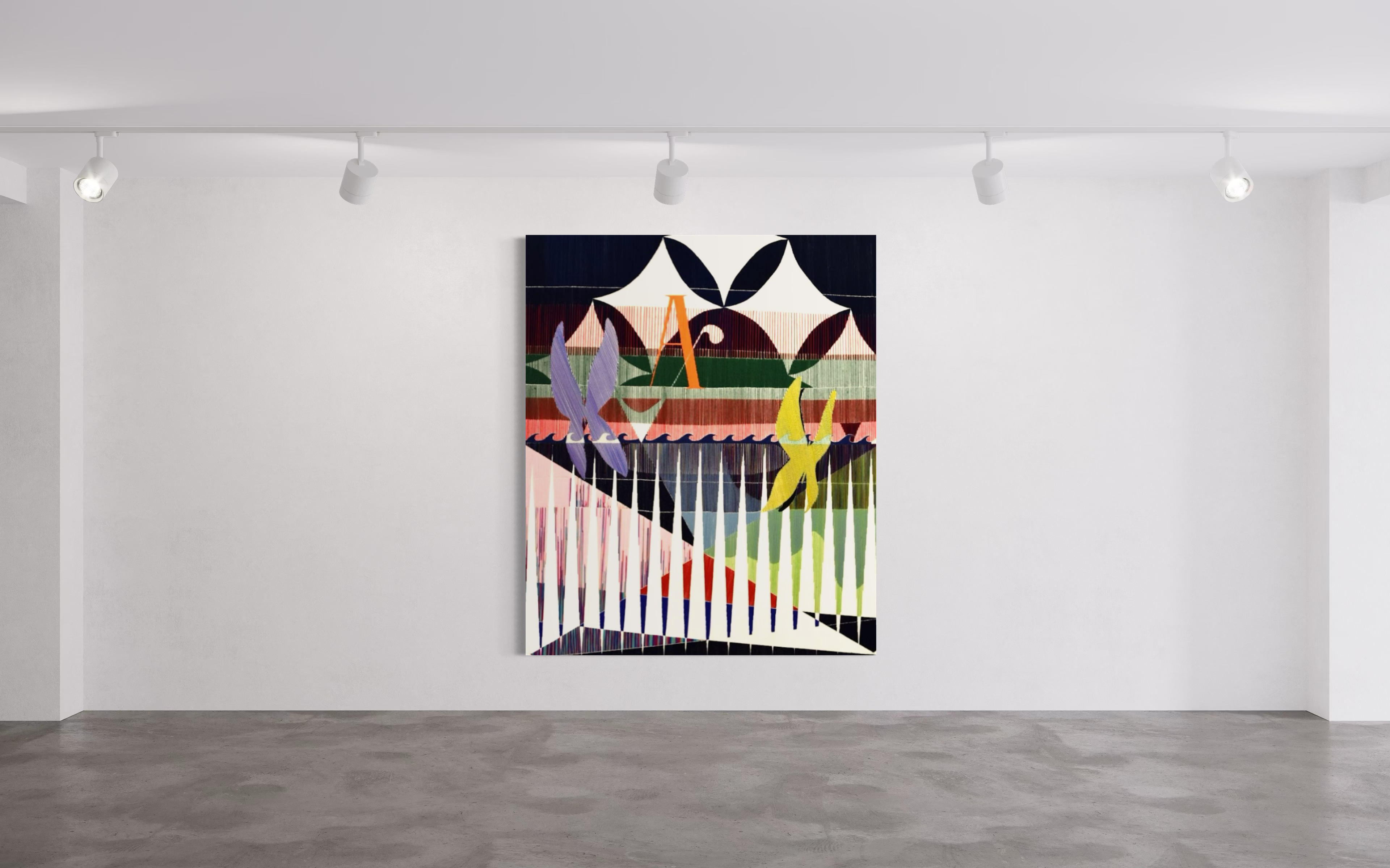 Raumansicht Good Hand, 150x180cm, 2021 von Künstlerin Hyunjin Kim der Hamburger Galerie von Wegen