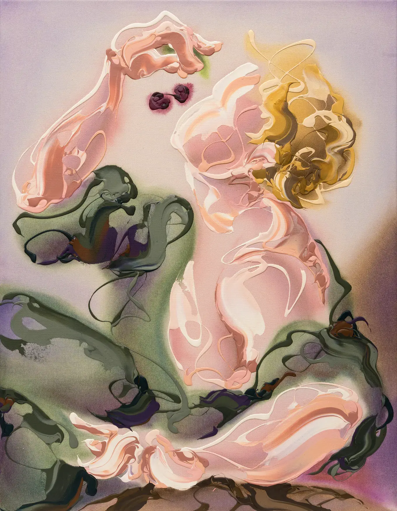 Hier sieht man das Werk "Giving in to temptation" aus dem Jahr 2025 des Berliner Künstlers "Lennart Grau", vertreten durch die zeitgenössische Hamburger Kunstgalerie "Galerie von Wegen", mit Sitz im Levantehaus in der Mönckebergstraße 7.