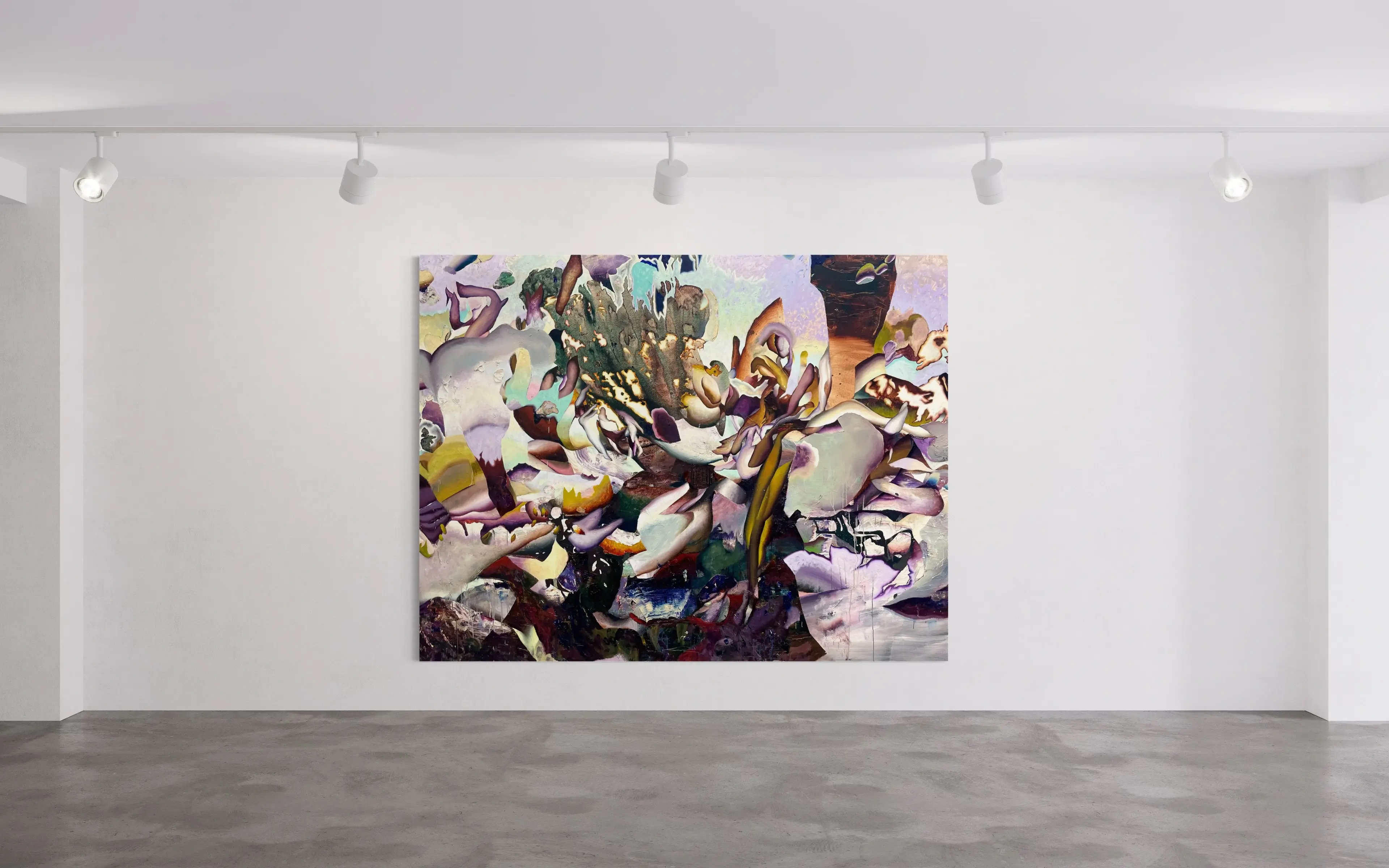 Hier sieht man das Werk "Ohne Titel" aus dem Jahr 2025 als Raumansicht des Hamburger Künstlers "Jakob Scheidt", vertreten durch die zeitgenössische Hamburger Kunstgalerie "Galerie von Wegen", mit Sitz im Levantehaus in der Mönckebergstraße 7, in 20095 Hamburg.