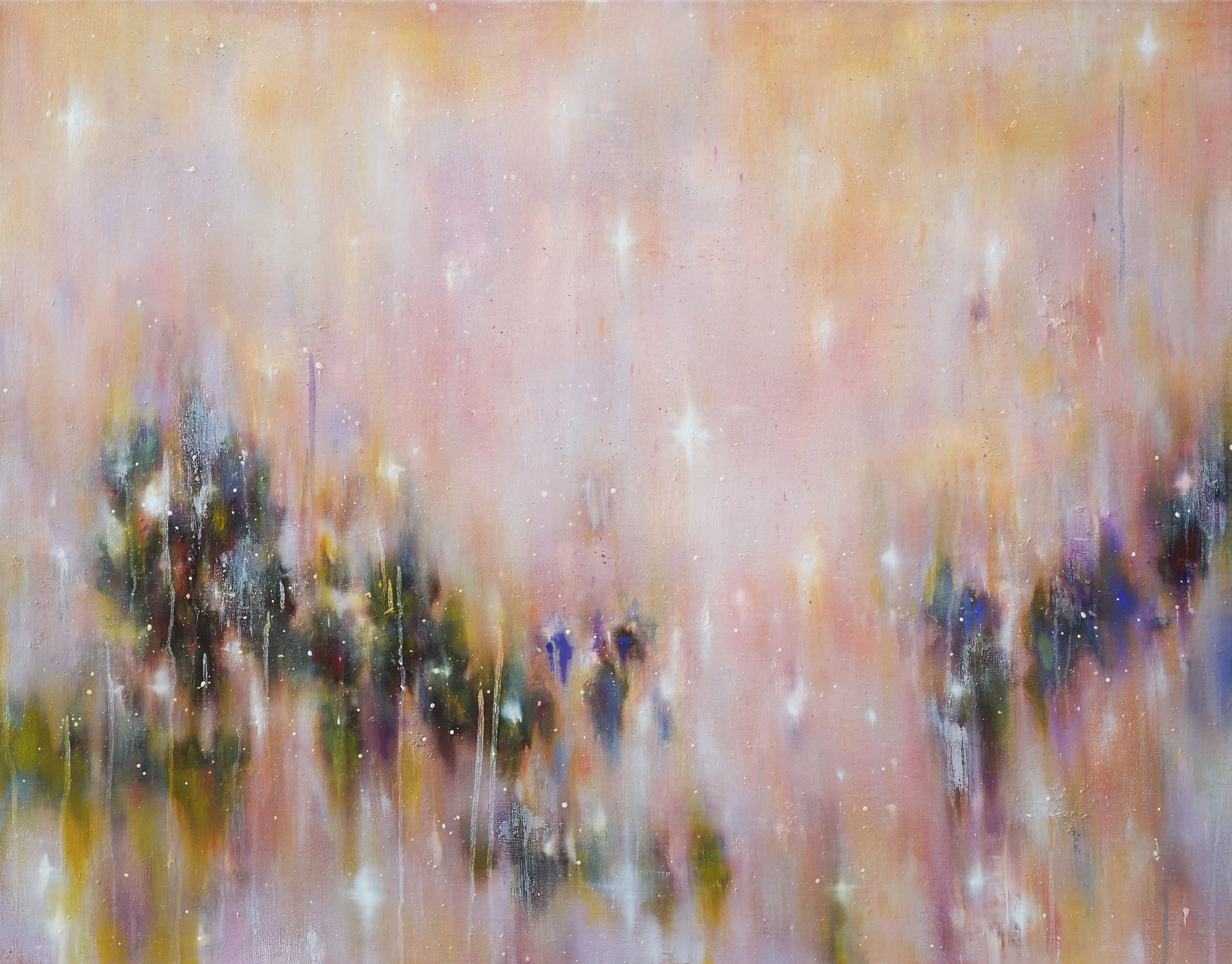 Hier sieht man das Werk "Twilight Tree (Pink)" aus dem Jahr 2026 des Berliner Künstlers und Malers "KATSUHIKO MATSUBARA", vertreten durch die zeitgenössische Hamburger Kunstgalerie "Galerie von Wegen" mit Sitz im Levantehaus, in der Mönckebergstraße 7 in 20095 Hamburg.