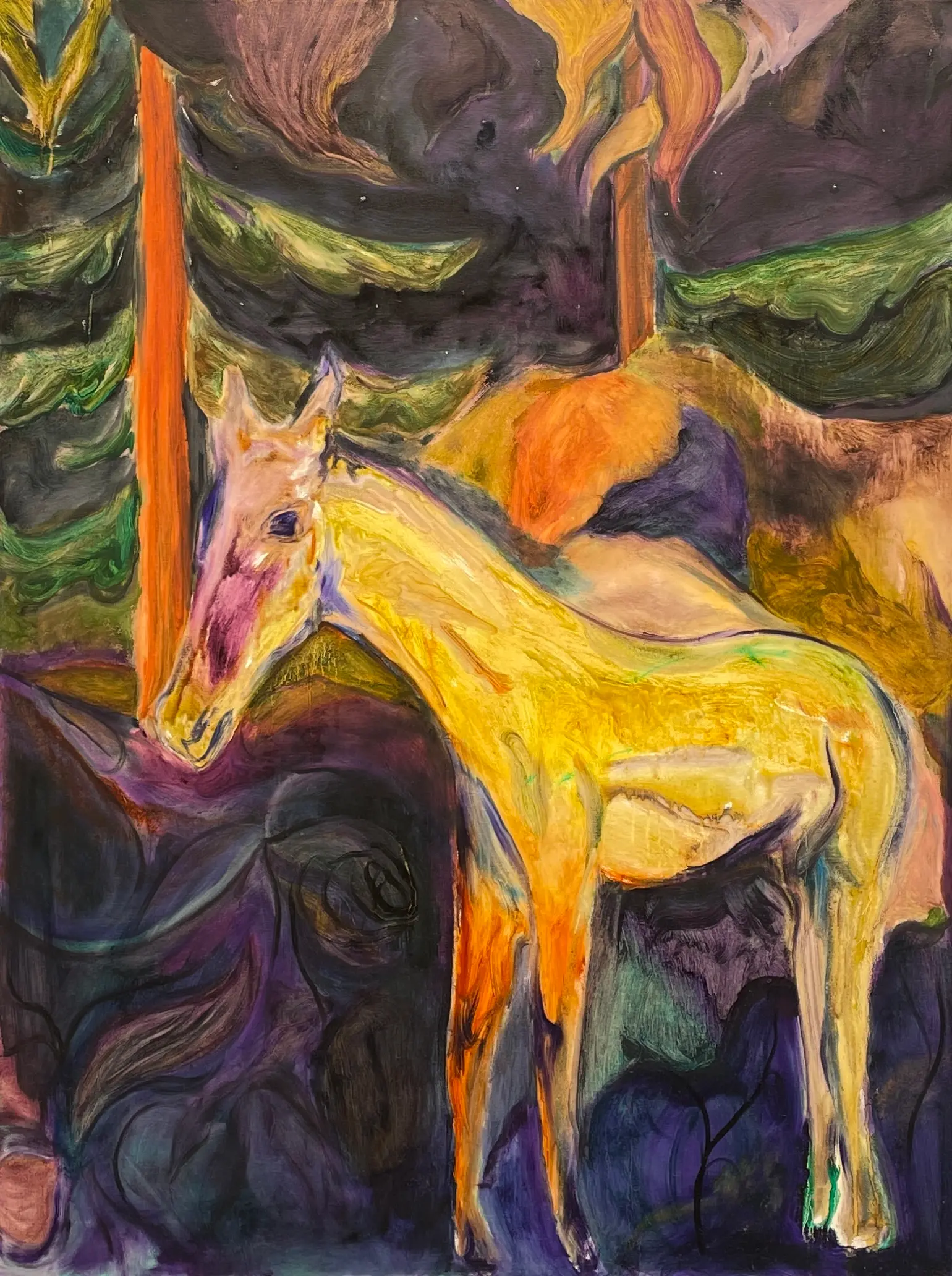 Hier sieht man das Kunstwerk "Trojan Horse" aus 2022 vom Dänischen Künstler und Maler "Lasse Thorst", vertreten durch die zeitgenössische Hamburger Kunstgalerie "Galerie von Wegen" mit Sitz im Levantehaus, in der Mönckebergstraße 7 in 20095 Hamburg.