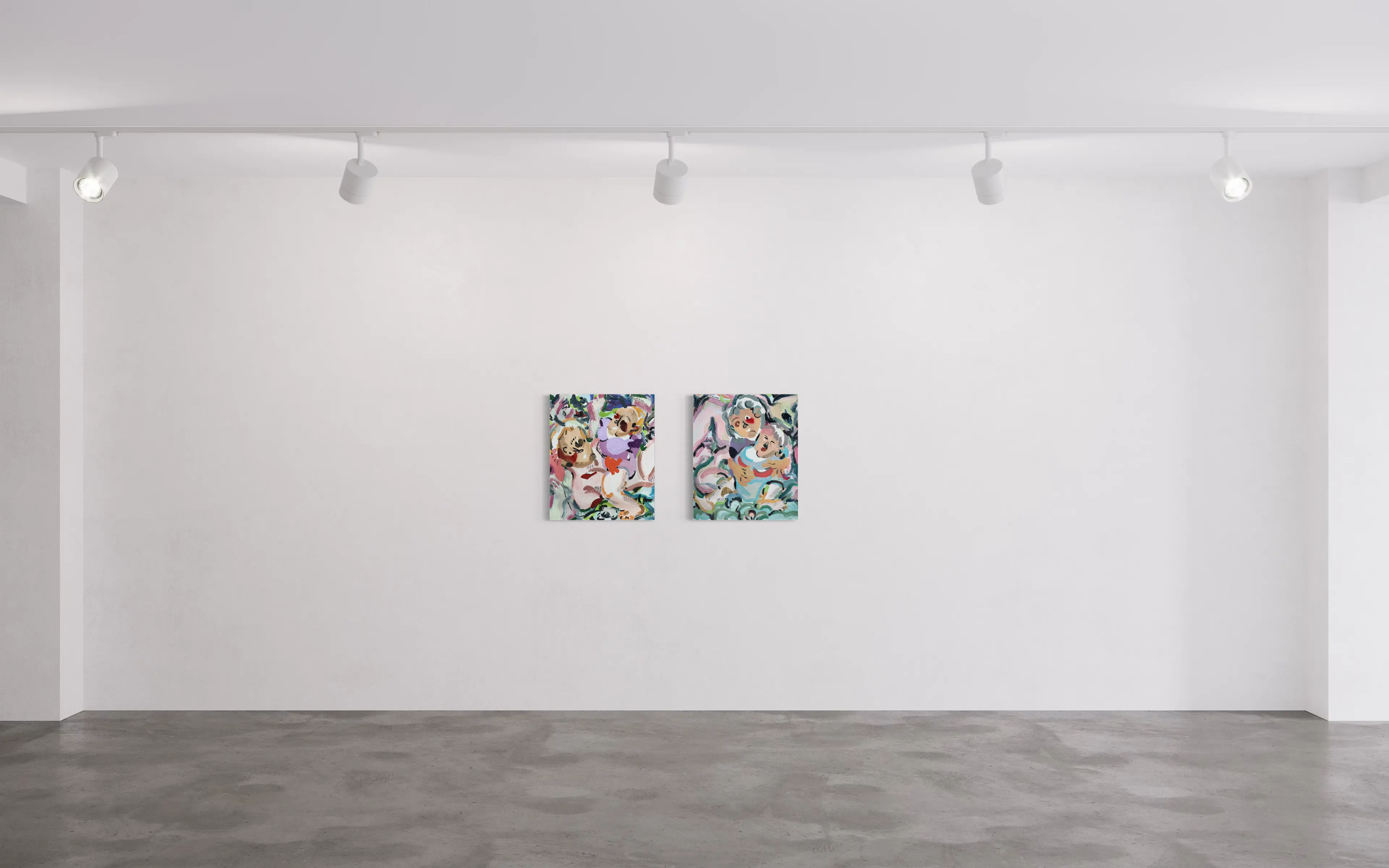 Hier sehen wir das Kunstwerk "Superhero Nr.2" in der Technik "Öl & Acryl auf Leinwand" aus dem Jahr 2025 als Raumansicht der Berliner Künstlerin "Xinyan Zhang", vertreten durch die zeitgenössische Hamburger Kunstgalerie "Galerie von Wegen" mit Sitz im Levantehaus in den Mönckebergstraße 7. 