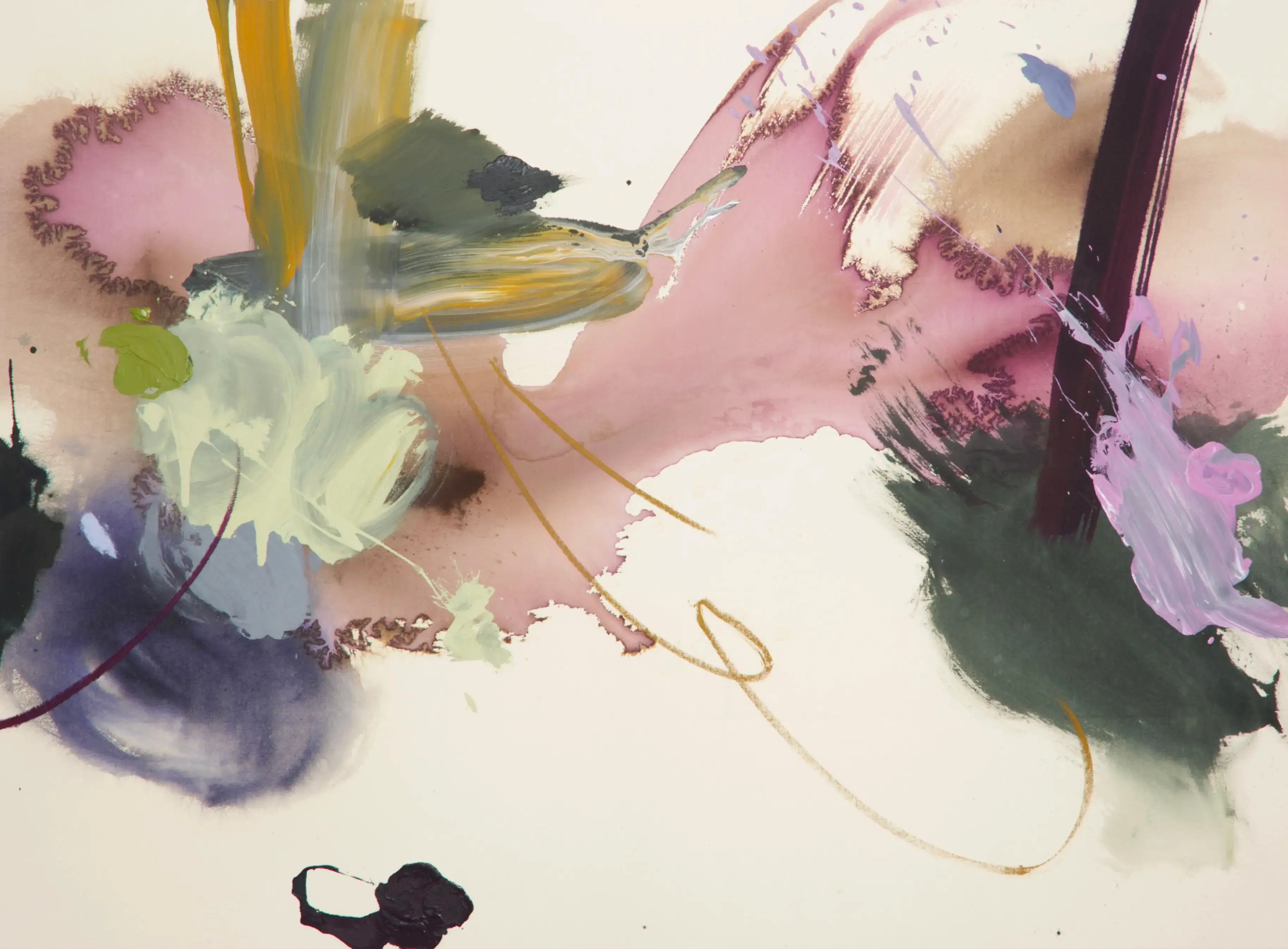 Hier sehen wir das Kunstwerk "Fever Without a Body" in der Technik "Acryl auf Leinwand" aus dem Jahr 2026 der Berliner Künstlerin "Helen Hu", vertreten durch die zeitgenössische Hamburger Kunstgalerie "Galerie von Wegen" mit Sitz im Levantehaus in den Mönckebergstraße 7. 